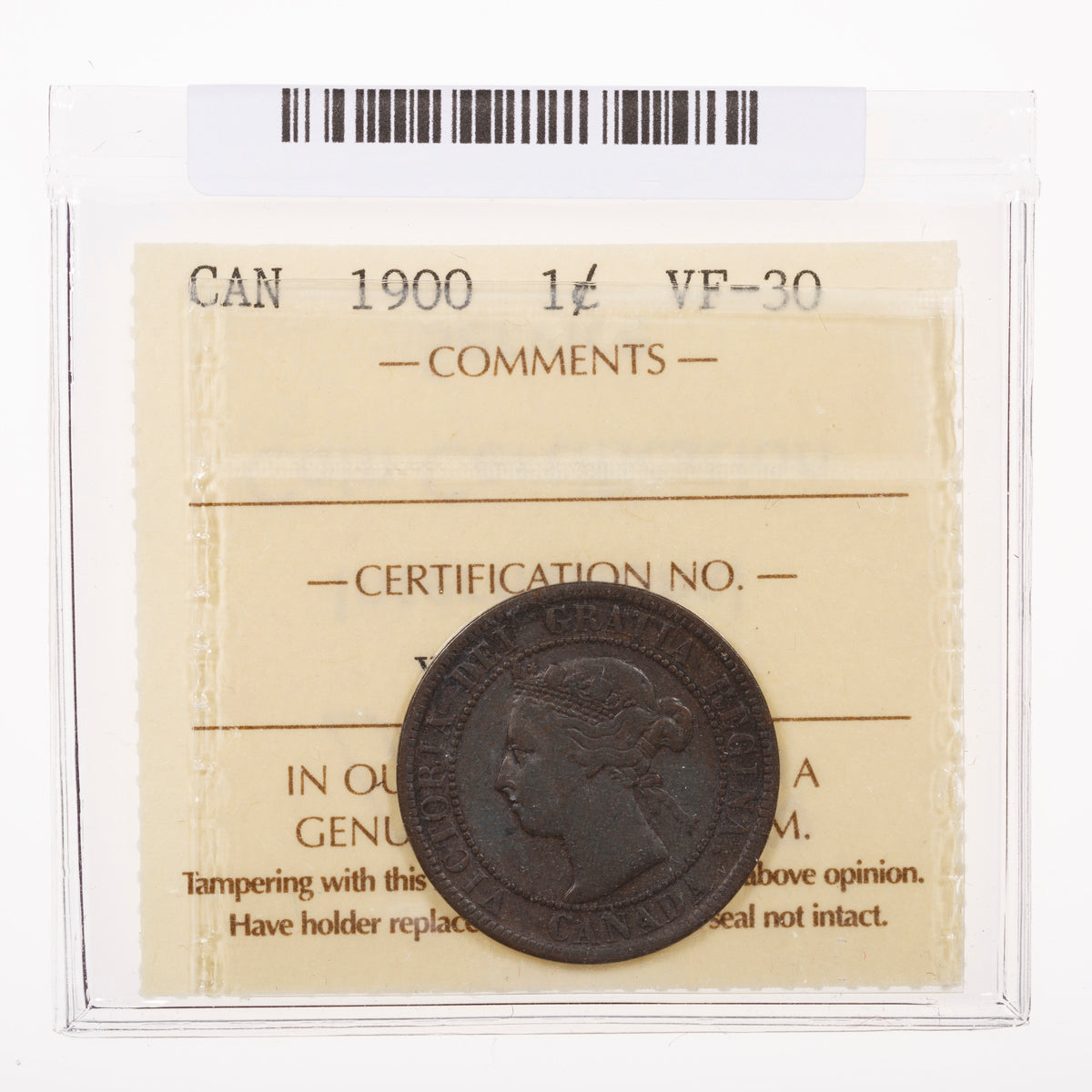 1 Cent 1900 ICCS VF-30