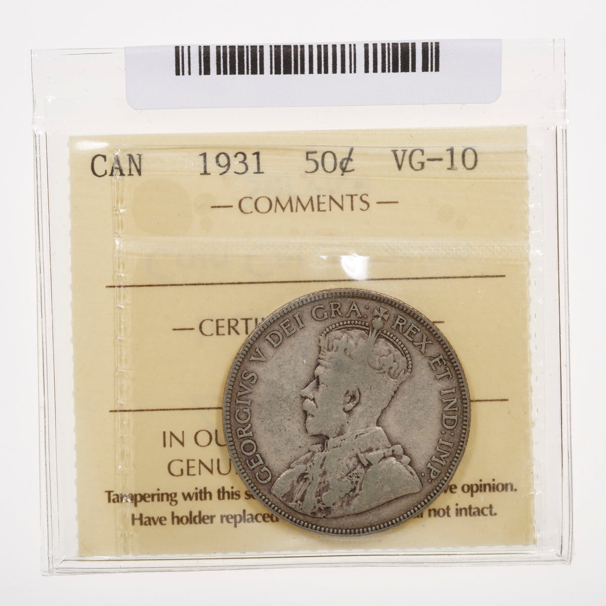 50 Cent 1931 ICCS VG-10