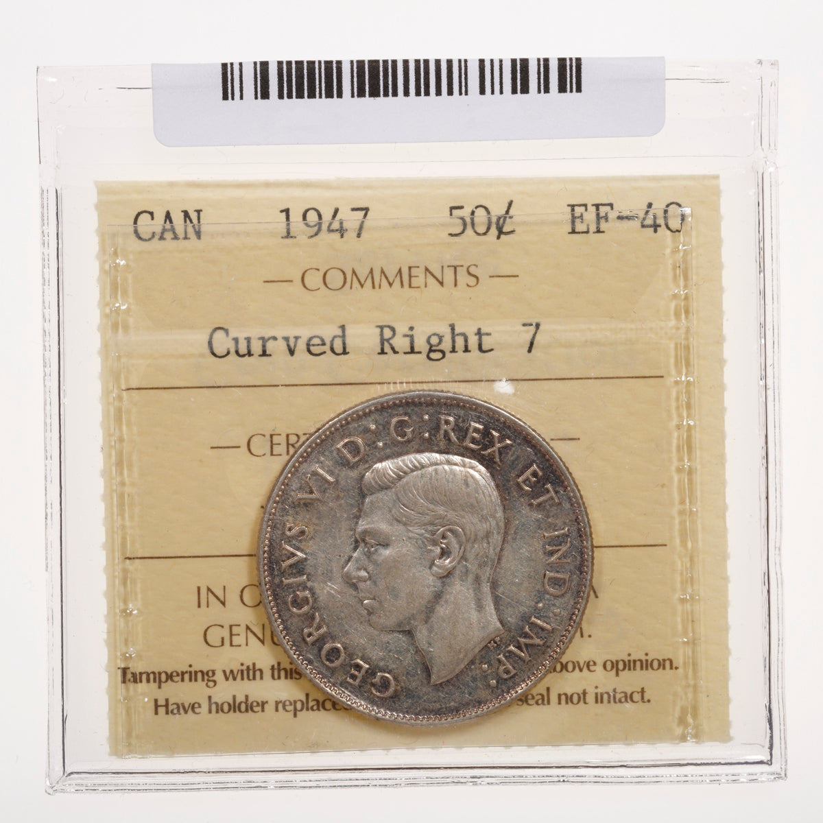 50 Cent 1947 Curved Right 7 ICCS EF-40