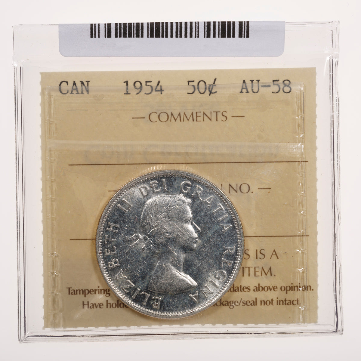50 Cent 1954 ICCS AU-58