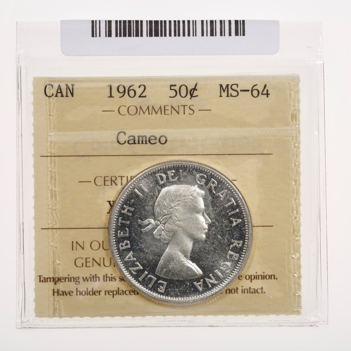 50 Cent 1962 Cameo ICCS MS-64