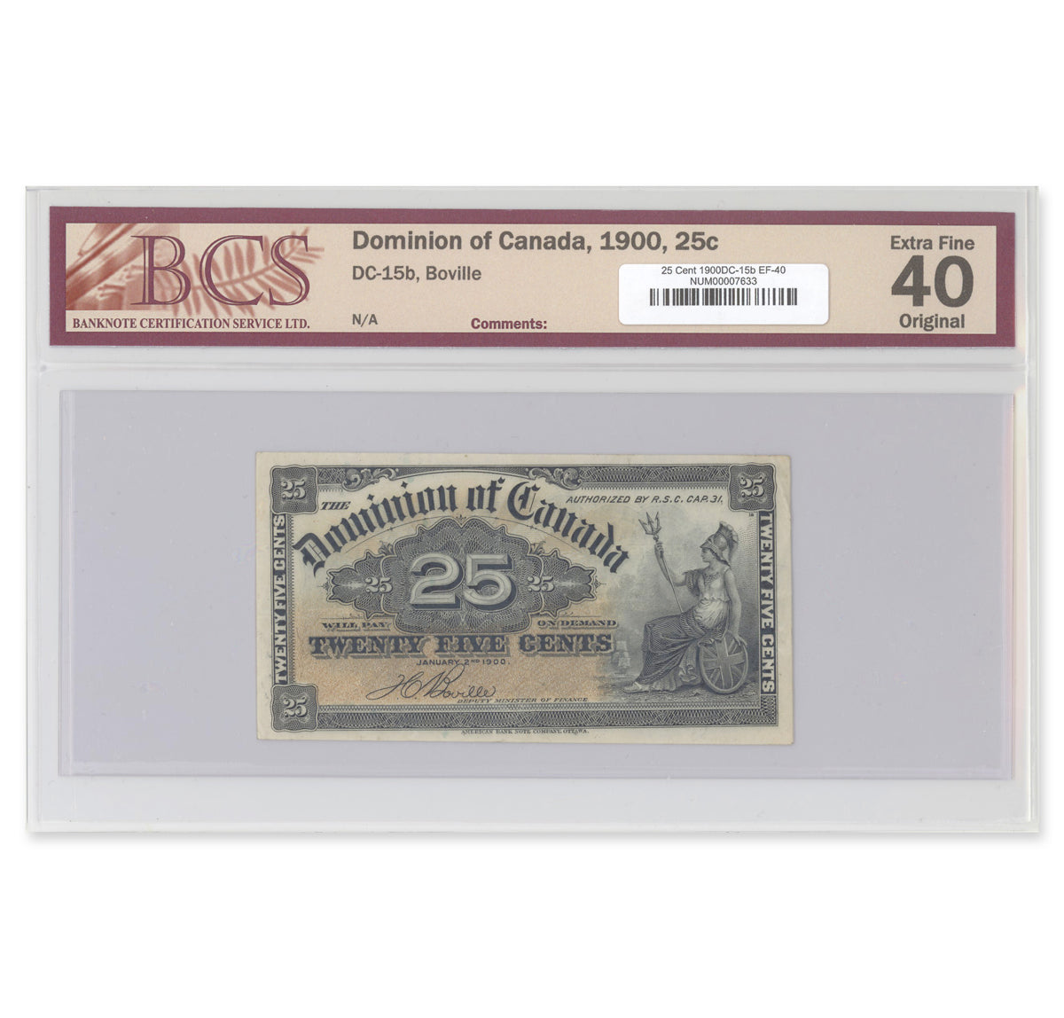 25 Cent 1900 DC-15b BCS EF-40