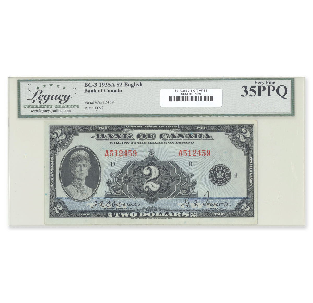 $2 1935 BC-3 Osborne-Towers Prefix A Legacy VF-35