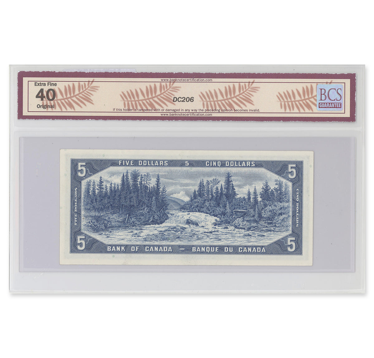 $5 1954 Modified Series BC-39b Beattie-Rasminsky Prefix E/X BCS EF-40