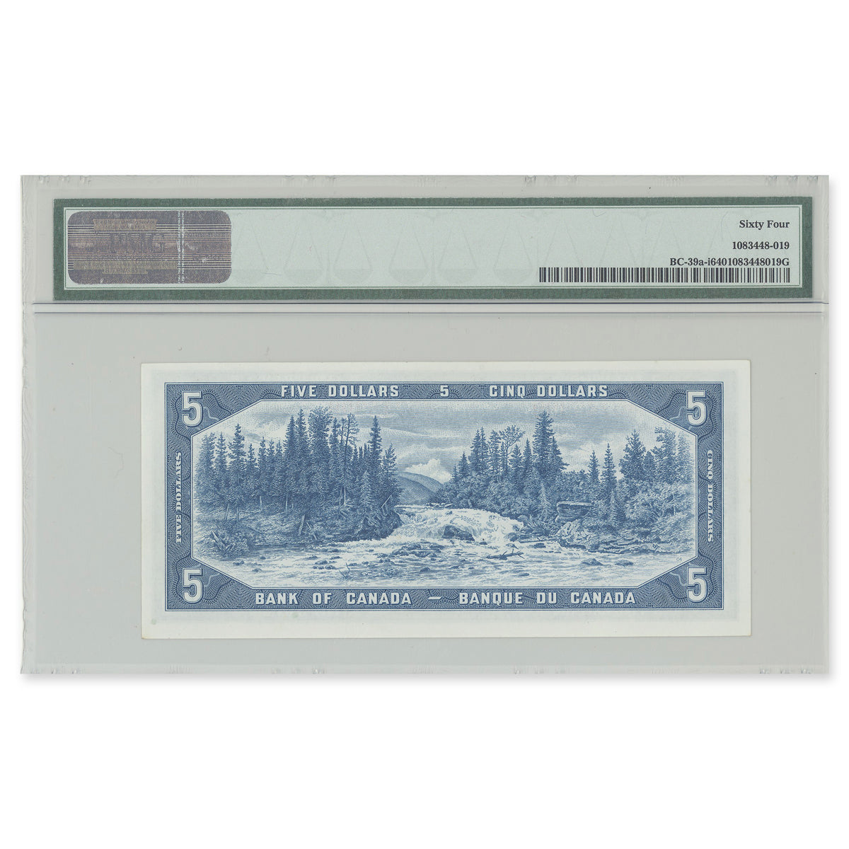 $5 1954 Modified Series BC-39a-i Beattie-Coyne Prefix V/C PMG CUNC-64