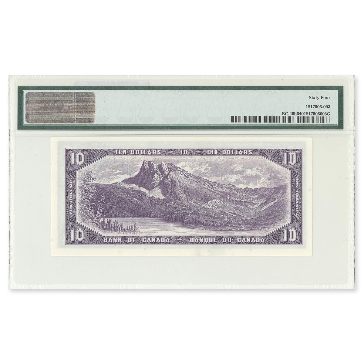 $10 1954 Modified Series BC-40b Beattie-Rasminsky Prefix M/T PMG CUNC-64