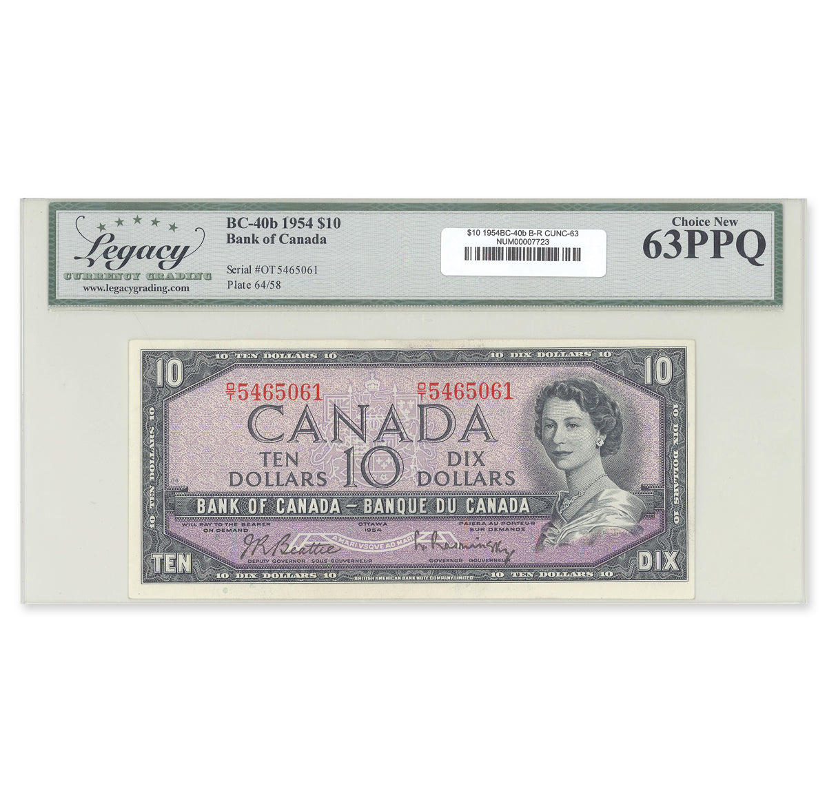 $10 1954 Modified Series BC-40b Beattie-Rasminsky Prefix D/T Legacy CUNC-63