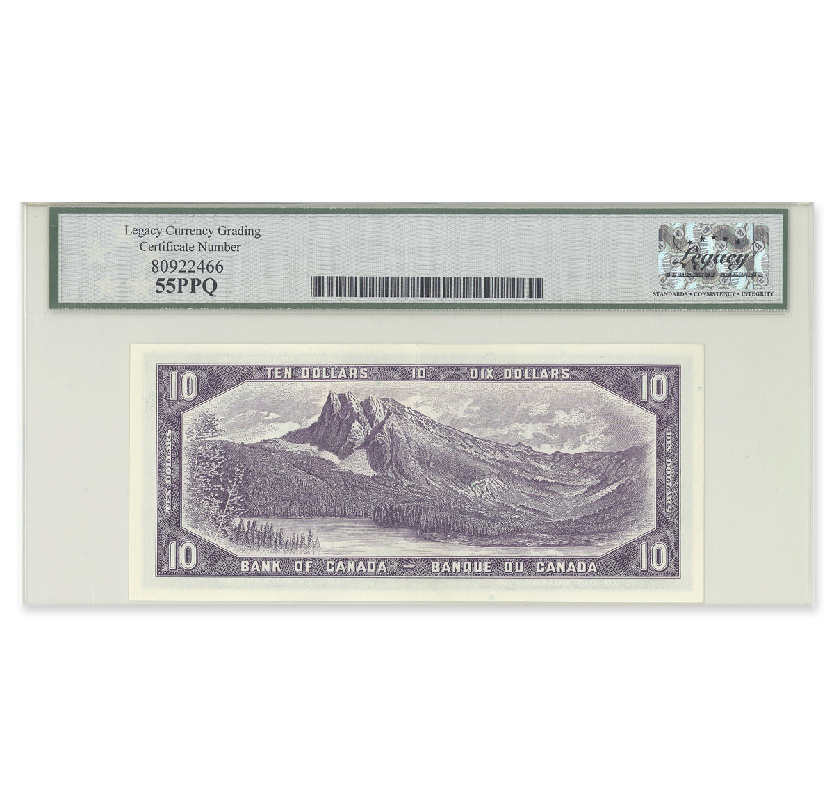 $10 1954 Modified Series BC-40b Beattie-Rasminsky Prefix E/V Legacy AU-55