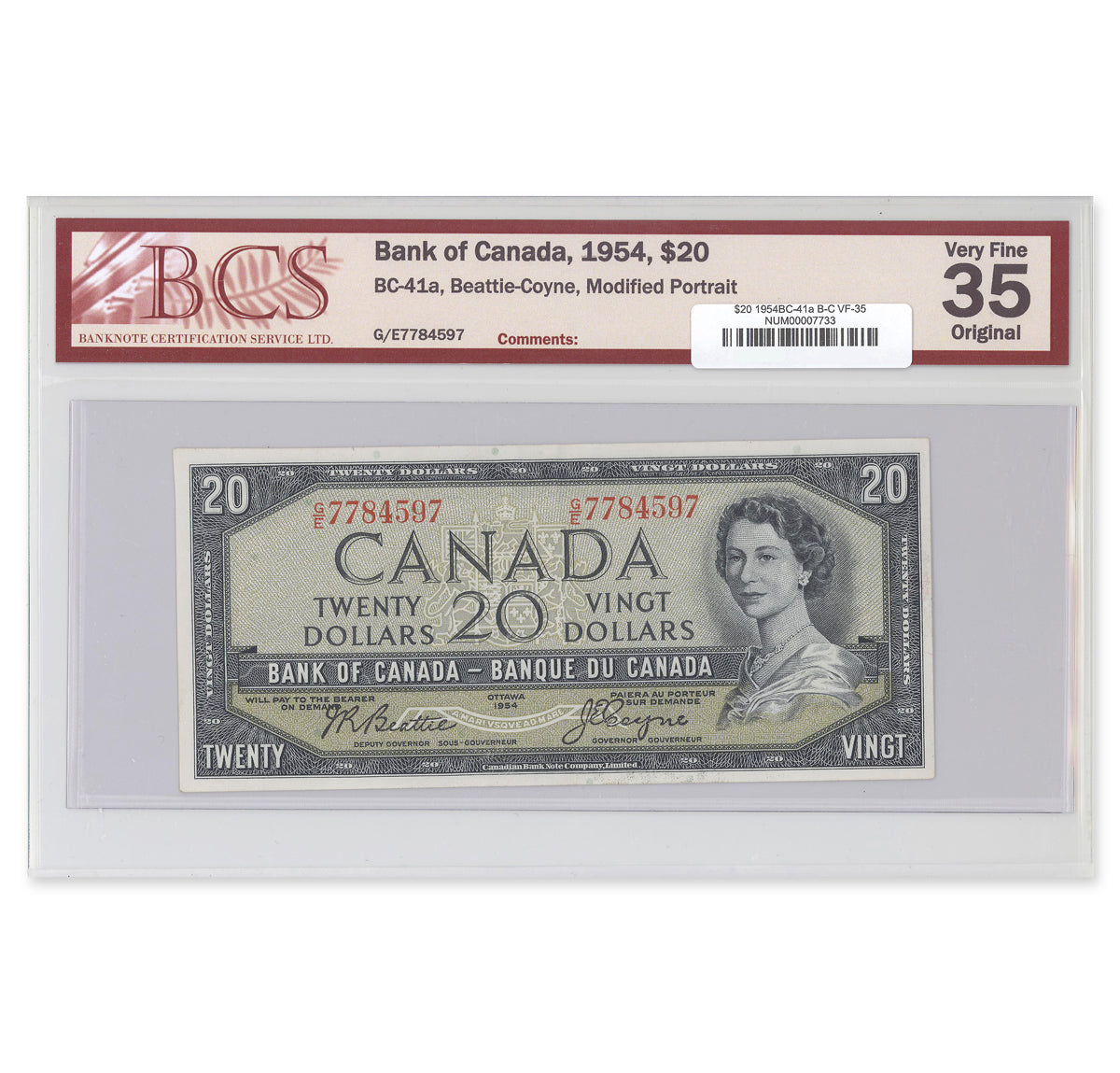 $20 1954 Modified Series BC-41a Beattie-Coyne Prefix G/E BCS VF-35