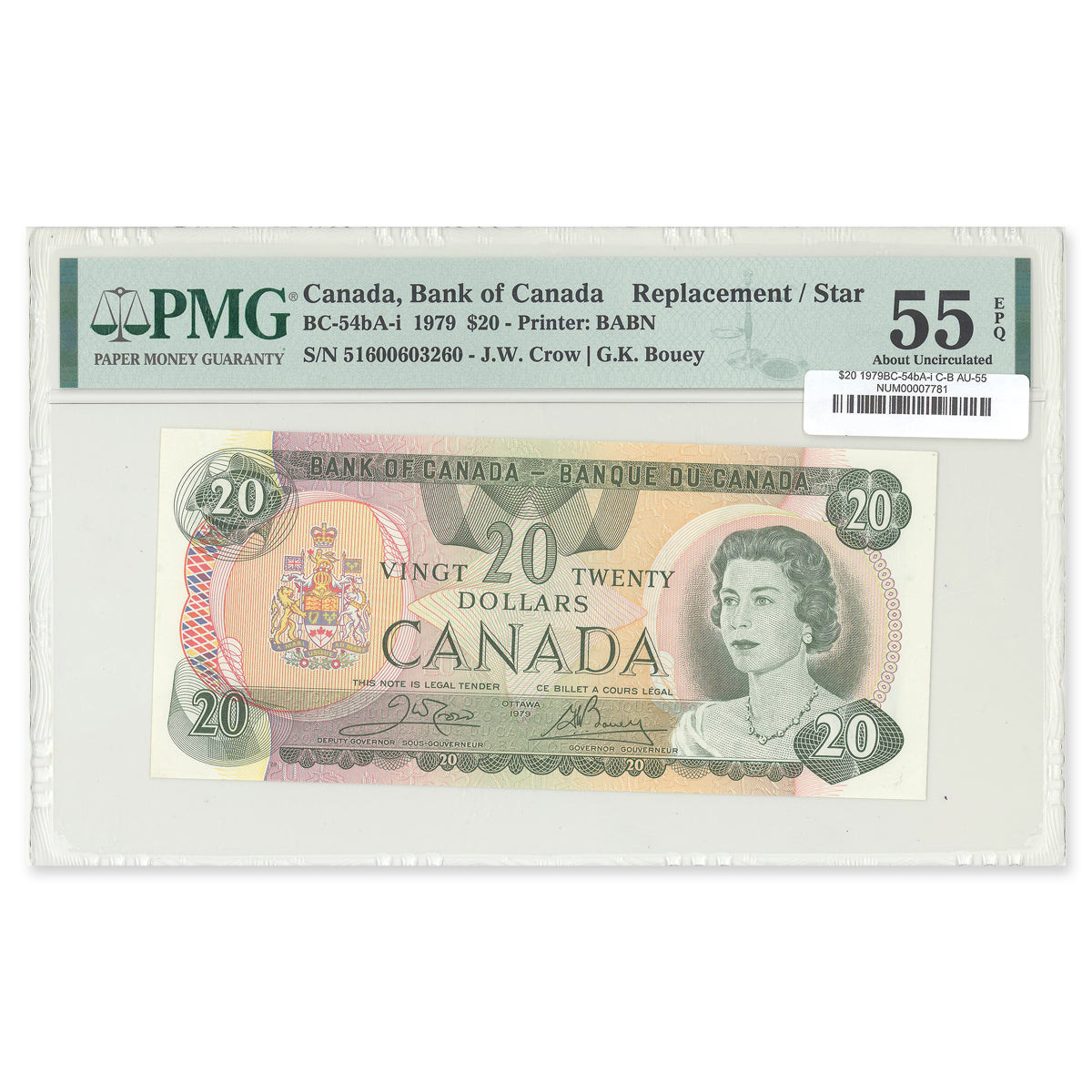 $20 1979 BC-54bA-i Crow-Bouey PMG AU-55