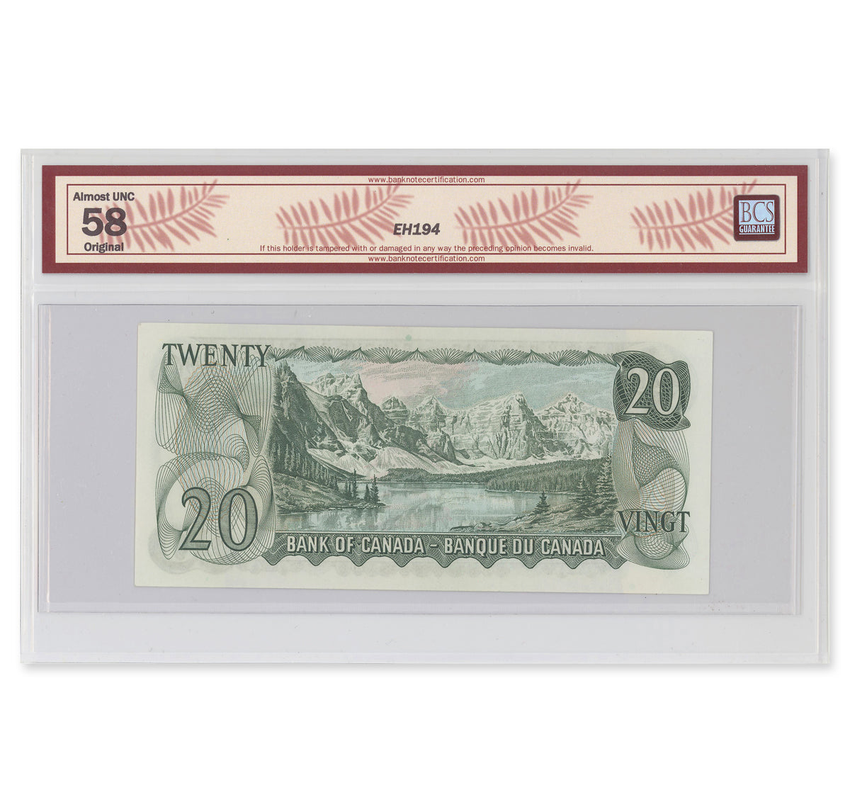 $20 1969 BC-50a Beattie-Rasminsky Prefix EA BCS AU-58