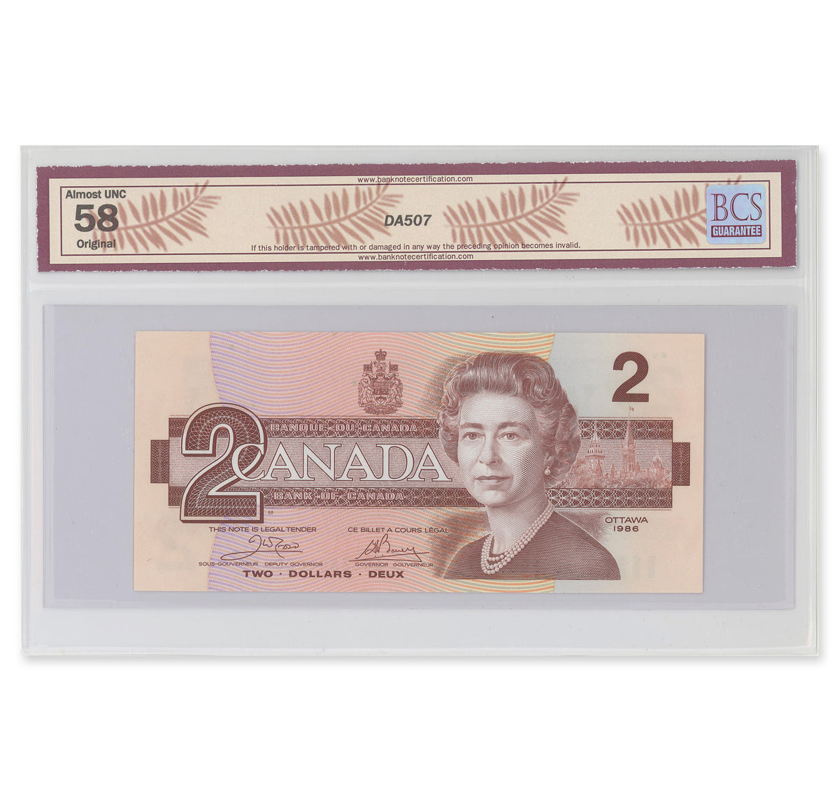 $2 1986 BC-55a Crow-Bouey Prefix AUJ BCS AU-58