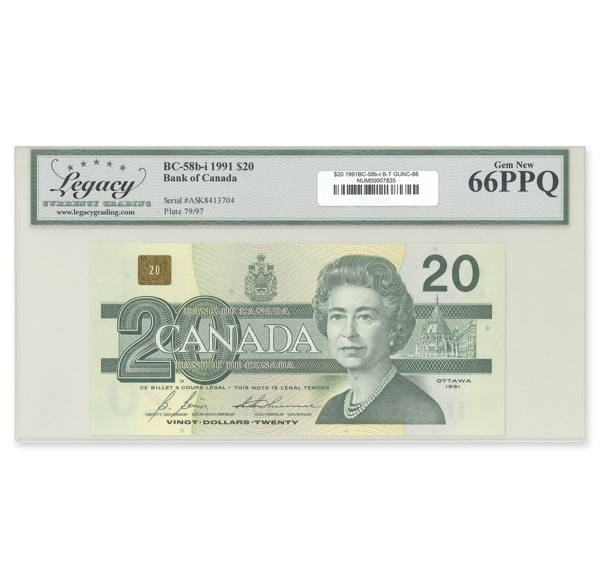 $20 1991 BC-58b-i Bonin-Thiessen Prefix ASK Legacy GUNC-66