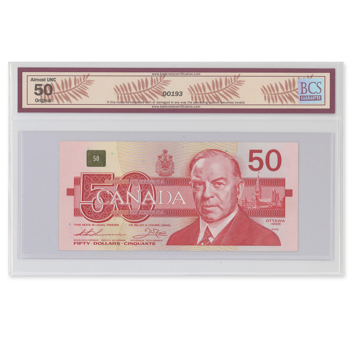 $50 1988 BC-59a Thiessen-Crow Prefix FHA BCS AU-50