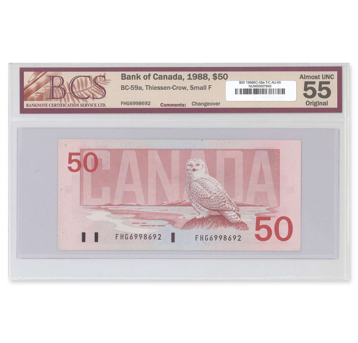 $50 1988 BC-59a Thiessen-Crow Prefix FHG BCS AU-55