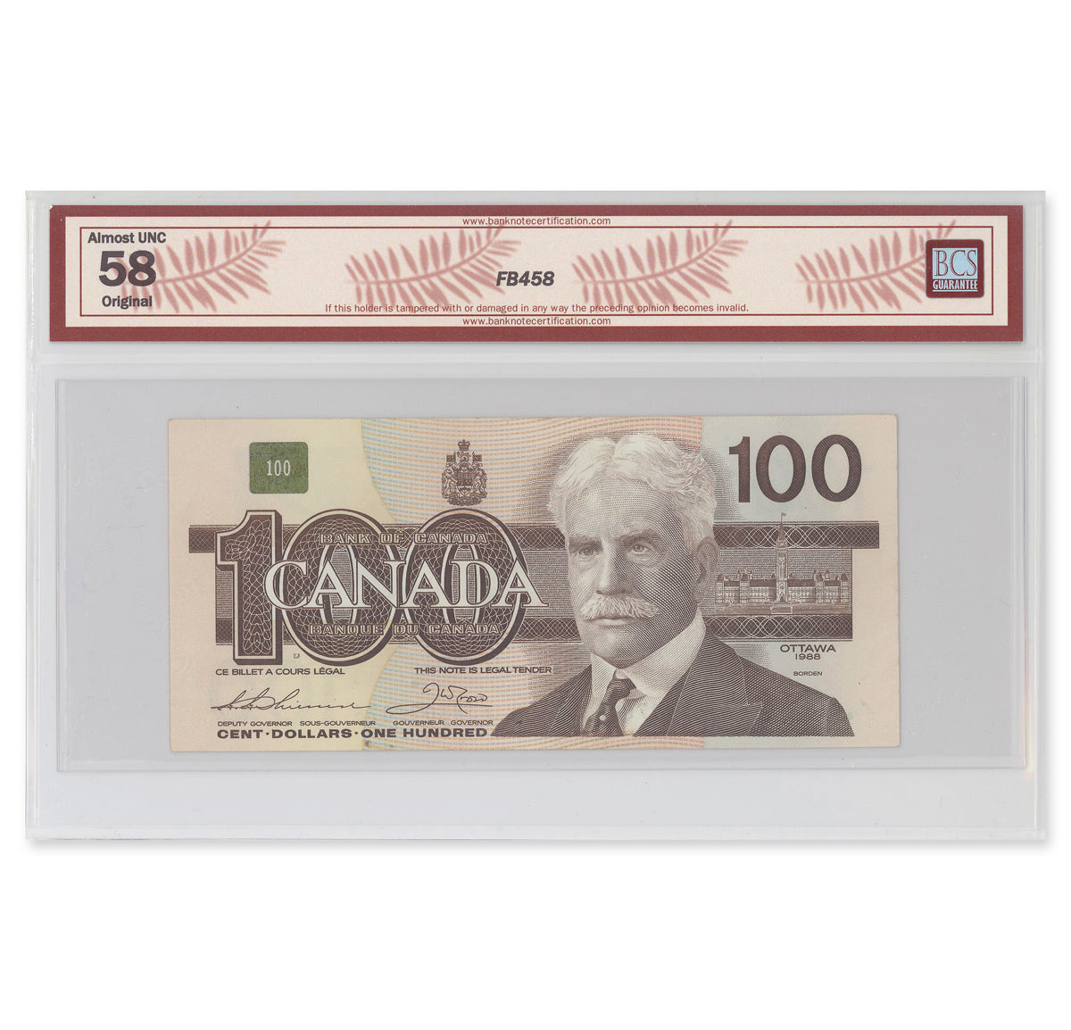 $100 1988 BC-60a Thiessen-Crow Prefix AJN BCS AU-58