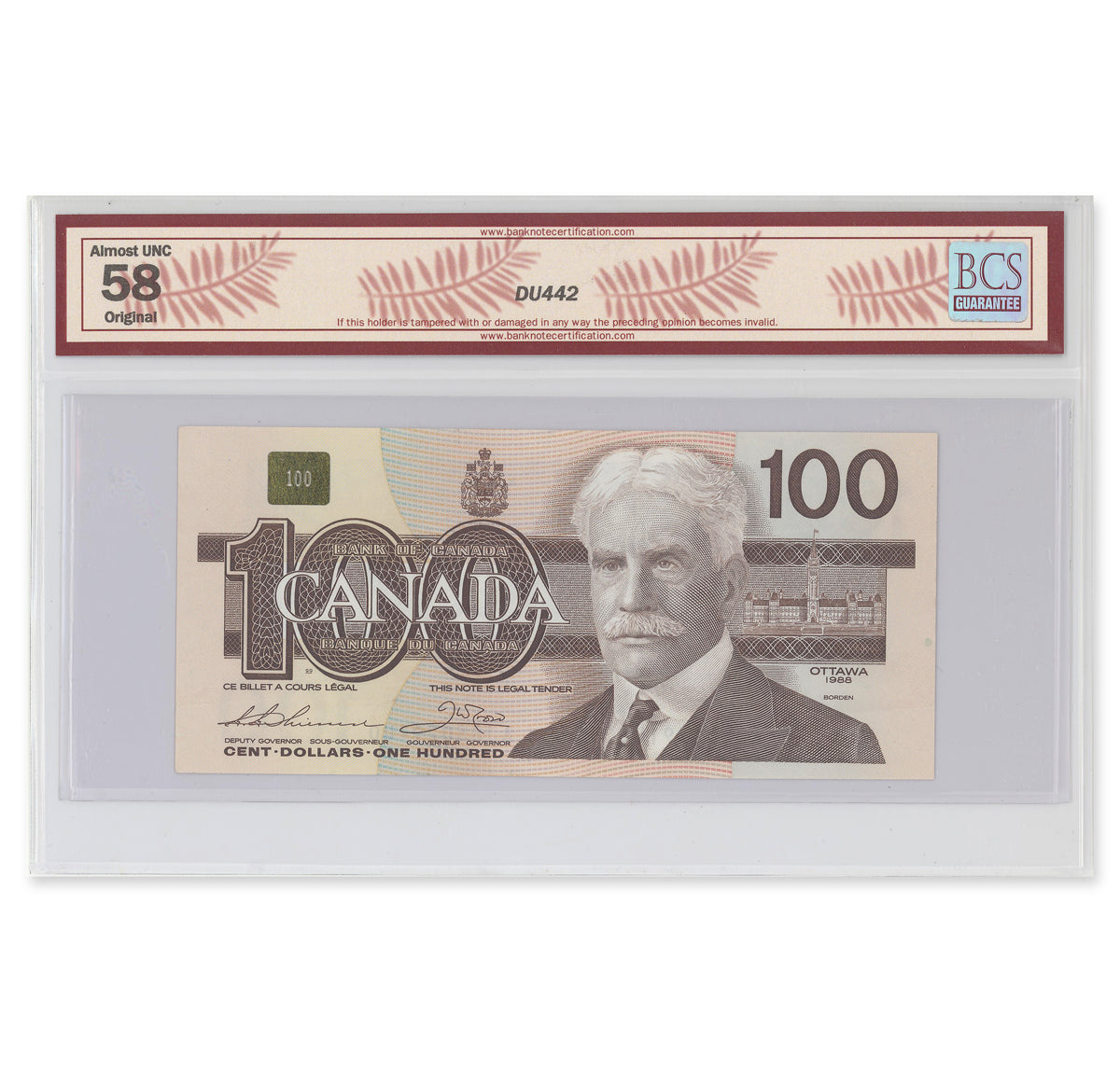 $100 1988 BC-60a Thiessen-Crow Prefix AJS BCS AU-58