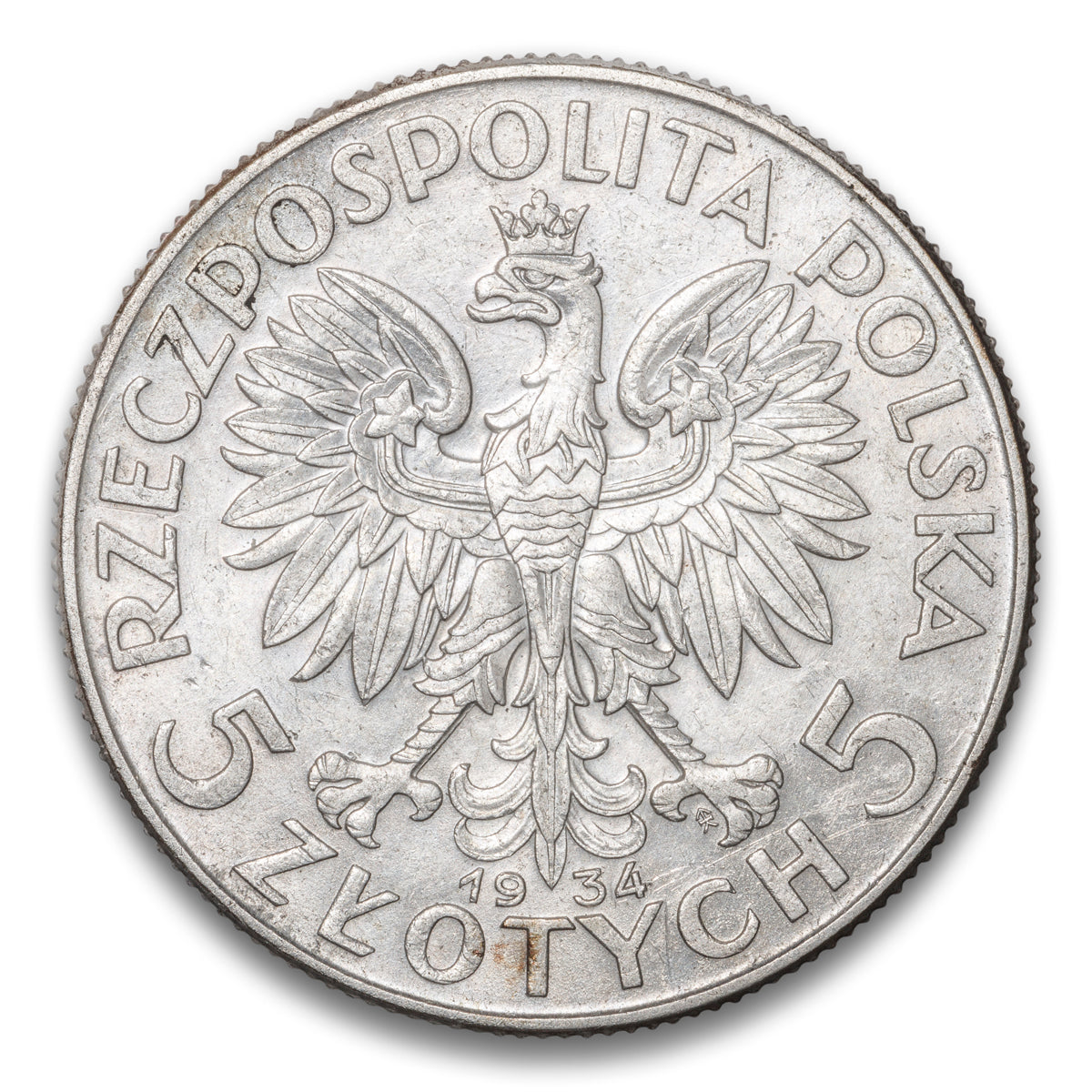 Poland Silver 5 Zlotych 1934