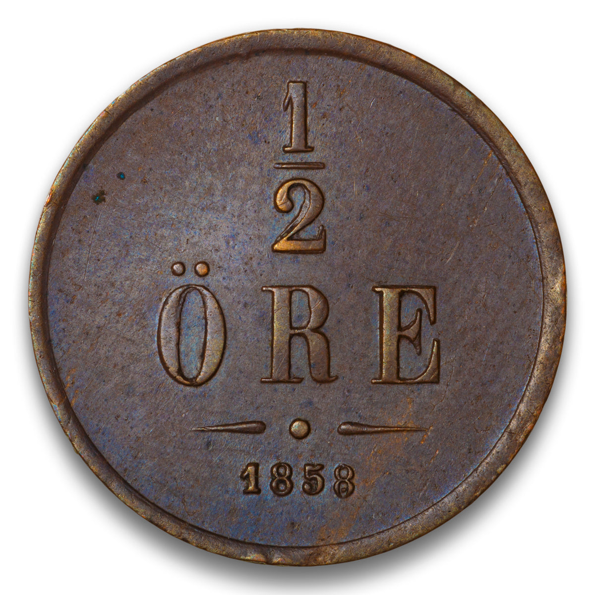 Sweden Base 1/2 Ore 1858