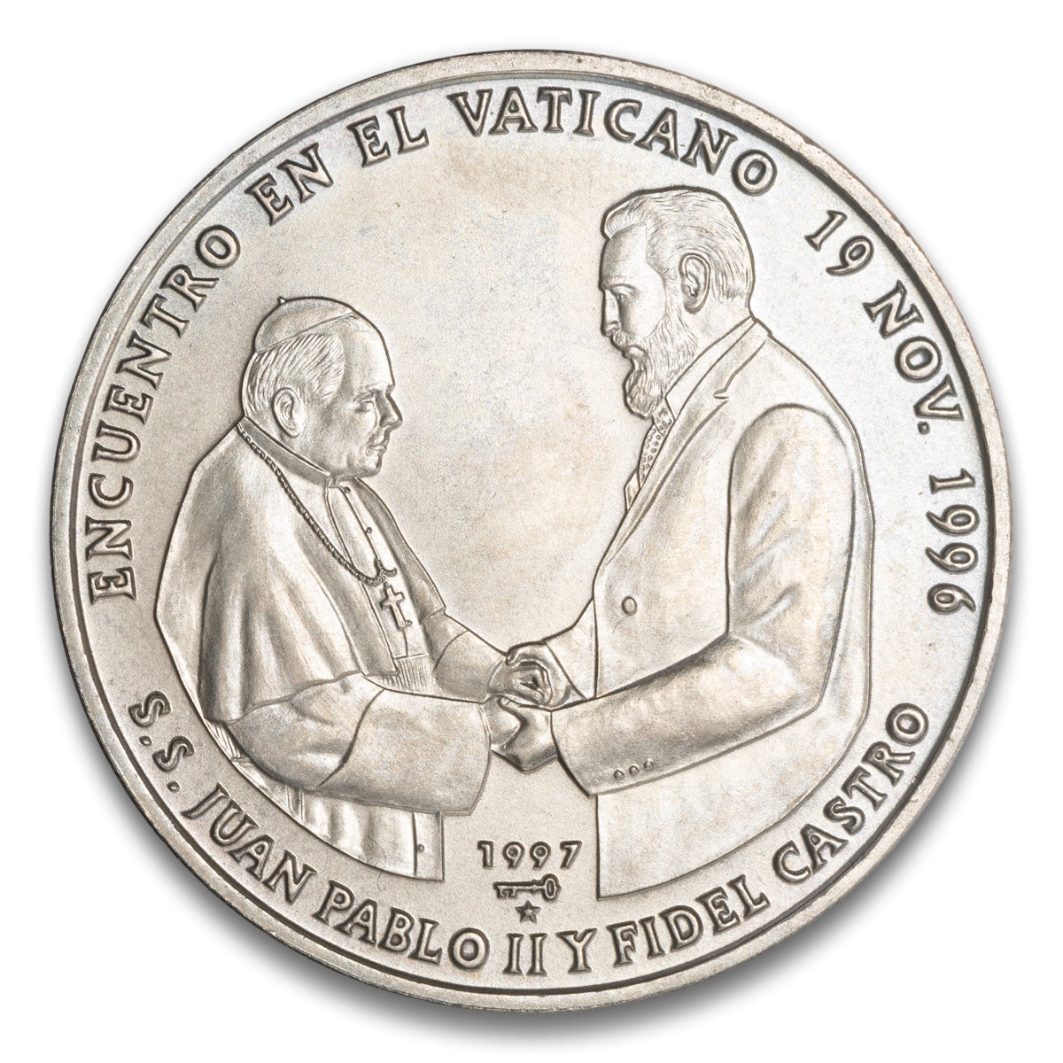 Cuba Castro's Visit to the Vatican Base 1 Peso 1996