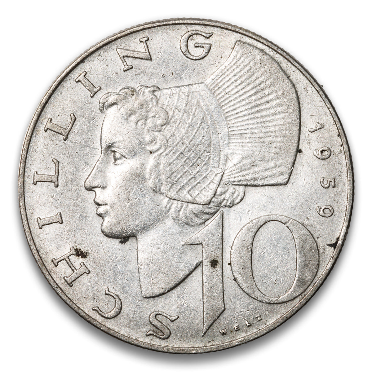 Austria Silver 10 Schilling 1959
