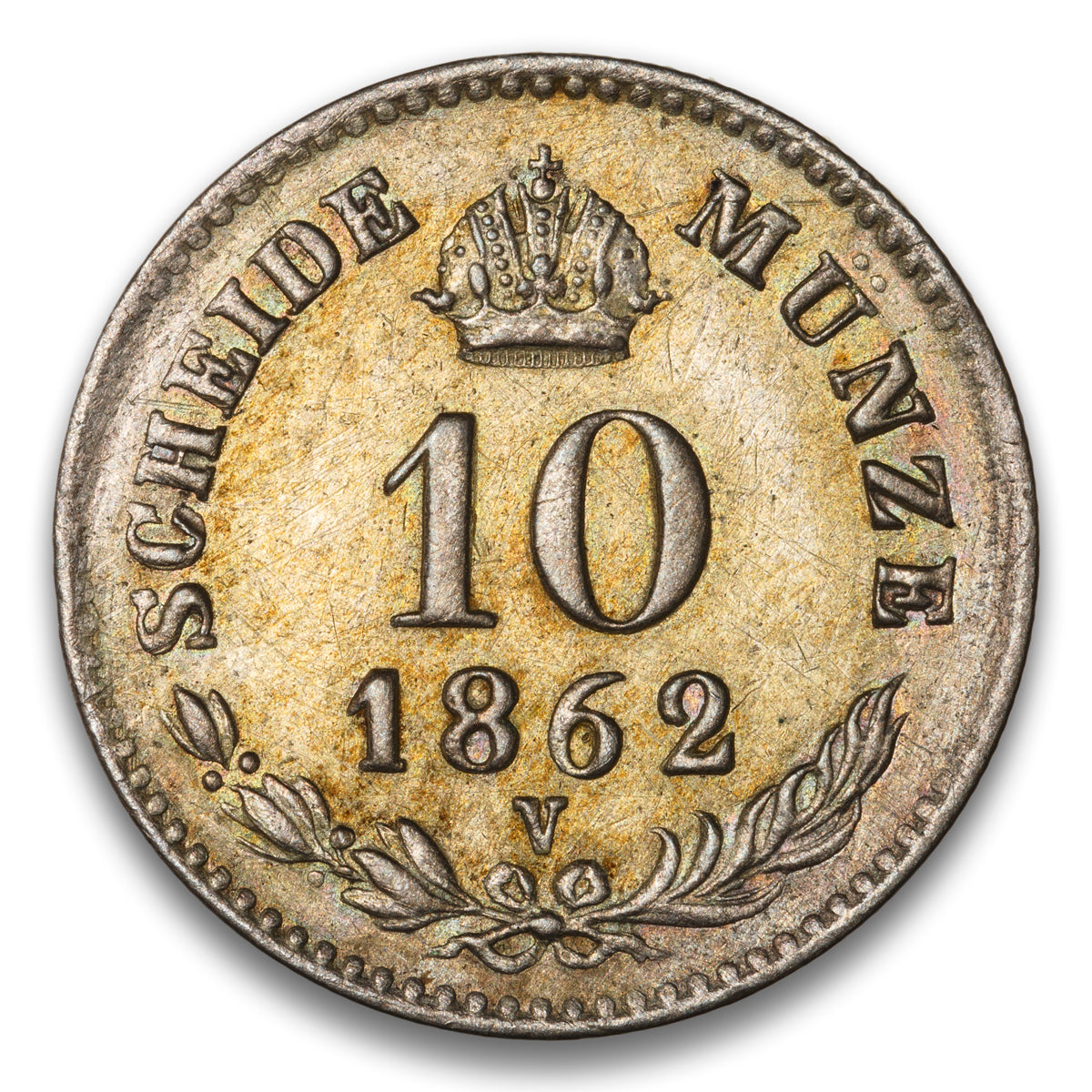 Austria Silver 10 Kreuzer 1862 V