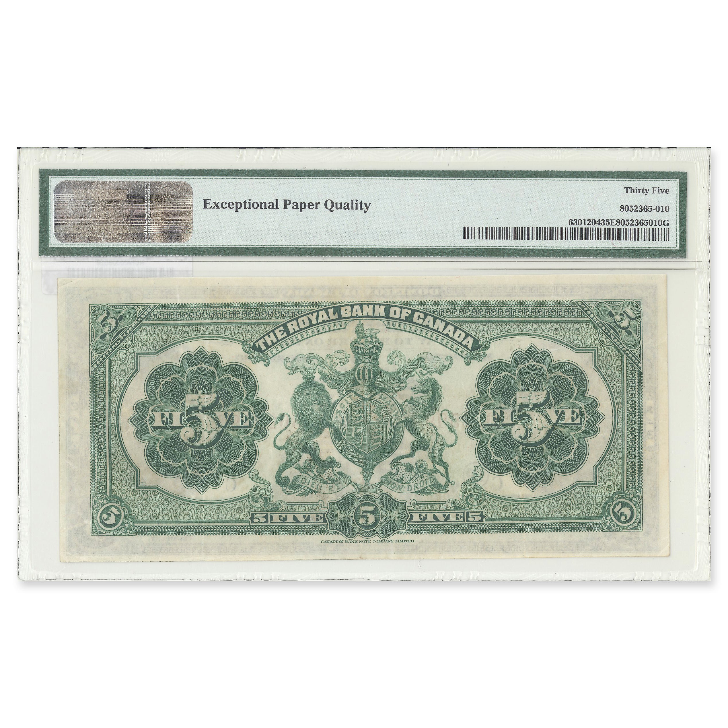 $5 1913 630-18-04 Royal Bank of Canada Neill-Holt PMG VF-35