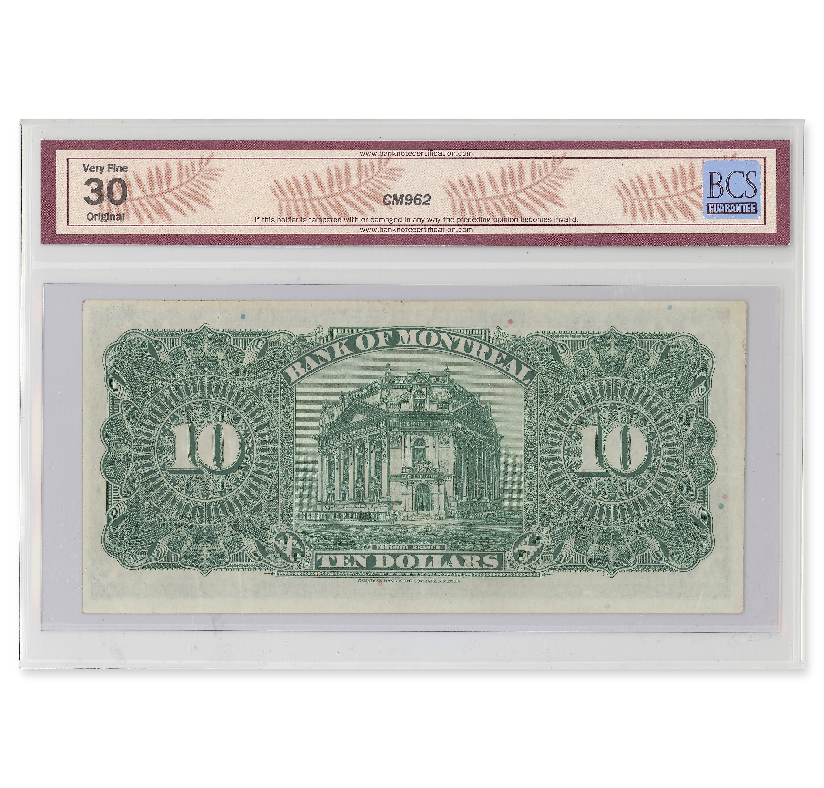$10 1931 505-58-04 The Bank of Montreal Dodds-Gordon BCS VF-30