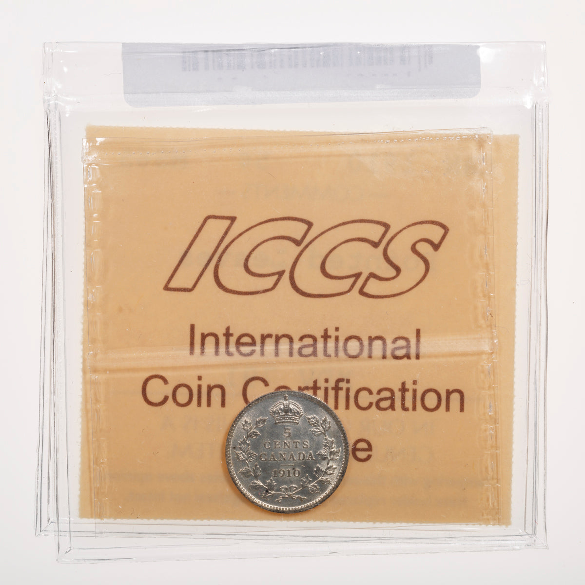 5 Cent 1910 Pointed Leaves ICCS MS-65