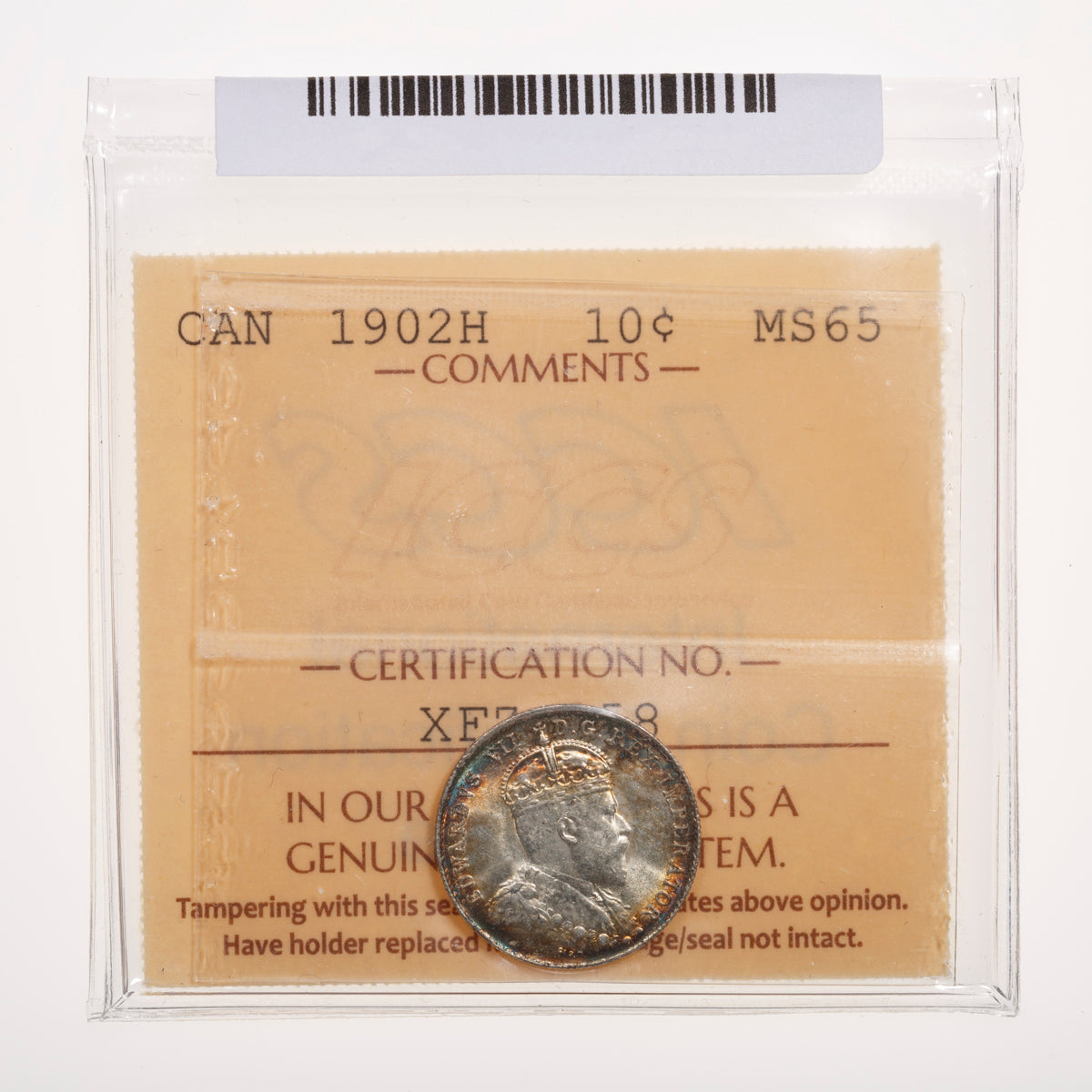10 Cent 1902H ICCS MS-65