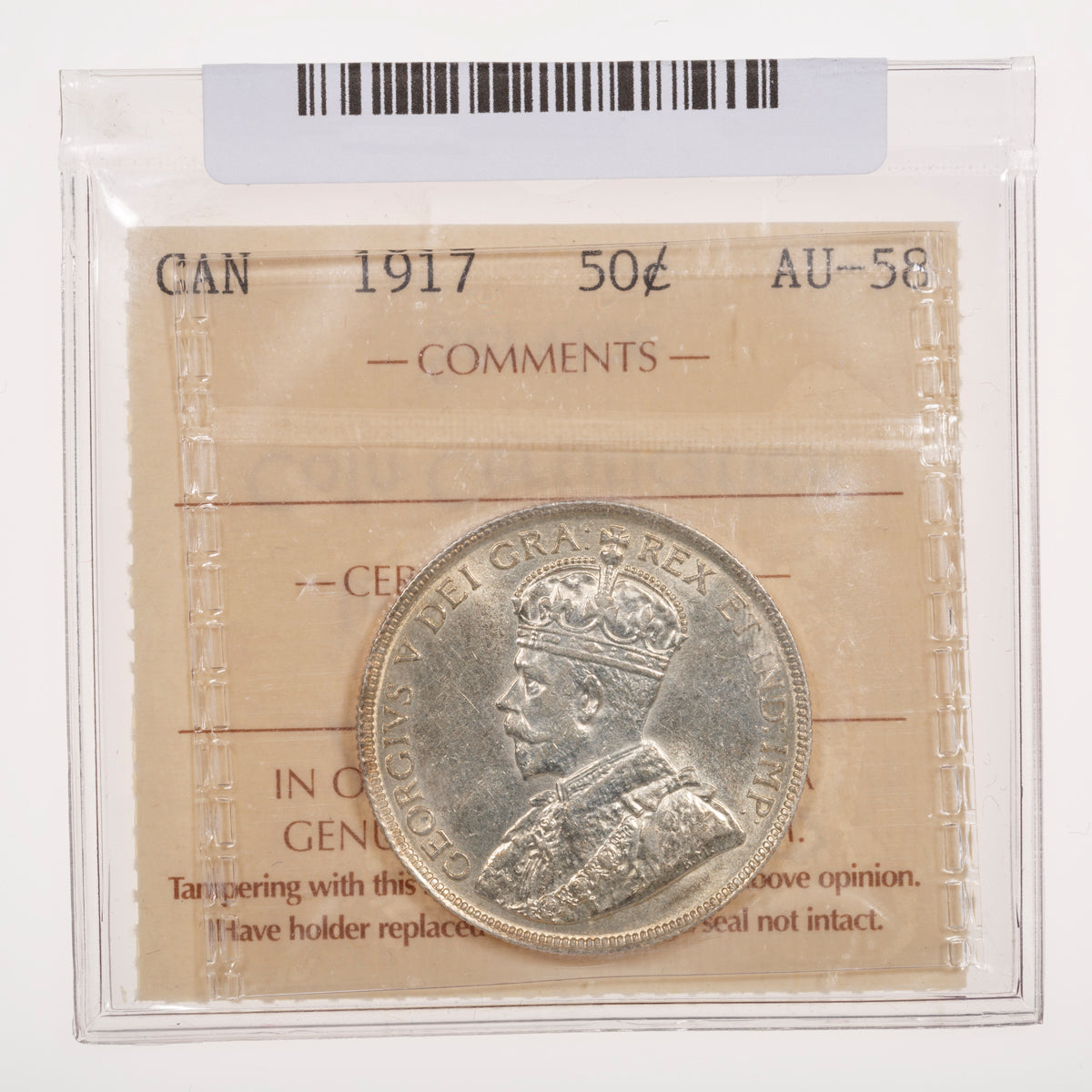 50 Cent 1917 ICCS AU-58