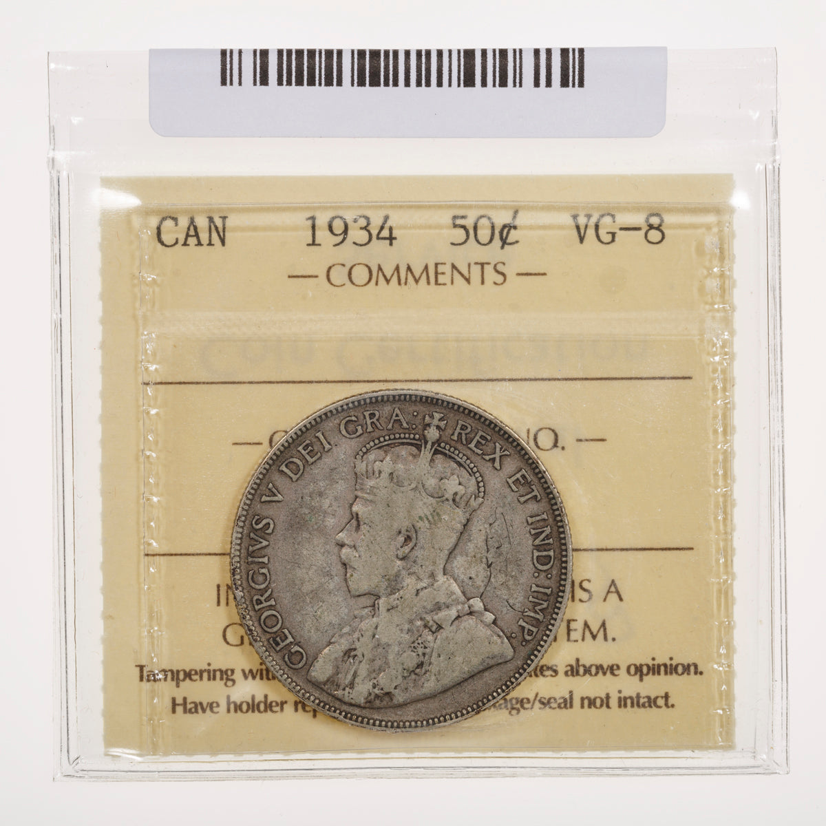 50 Cent 1934 ICCS VG-8