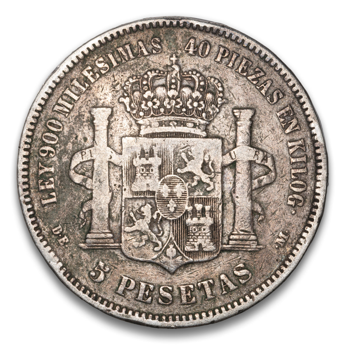 Spain Silver 5 Pesetas 1875