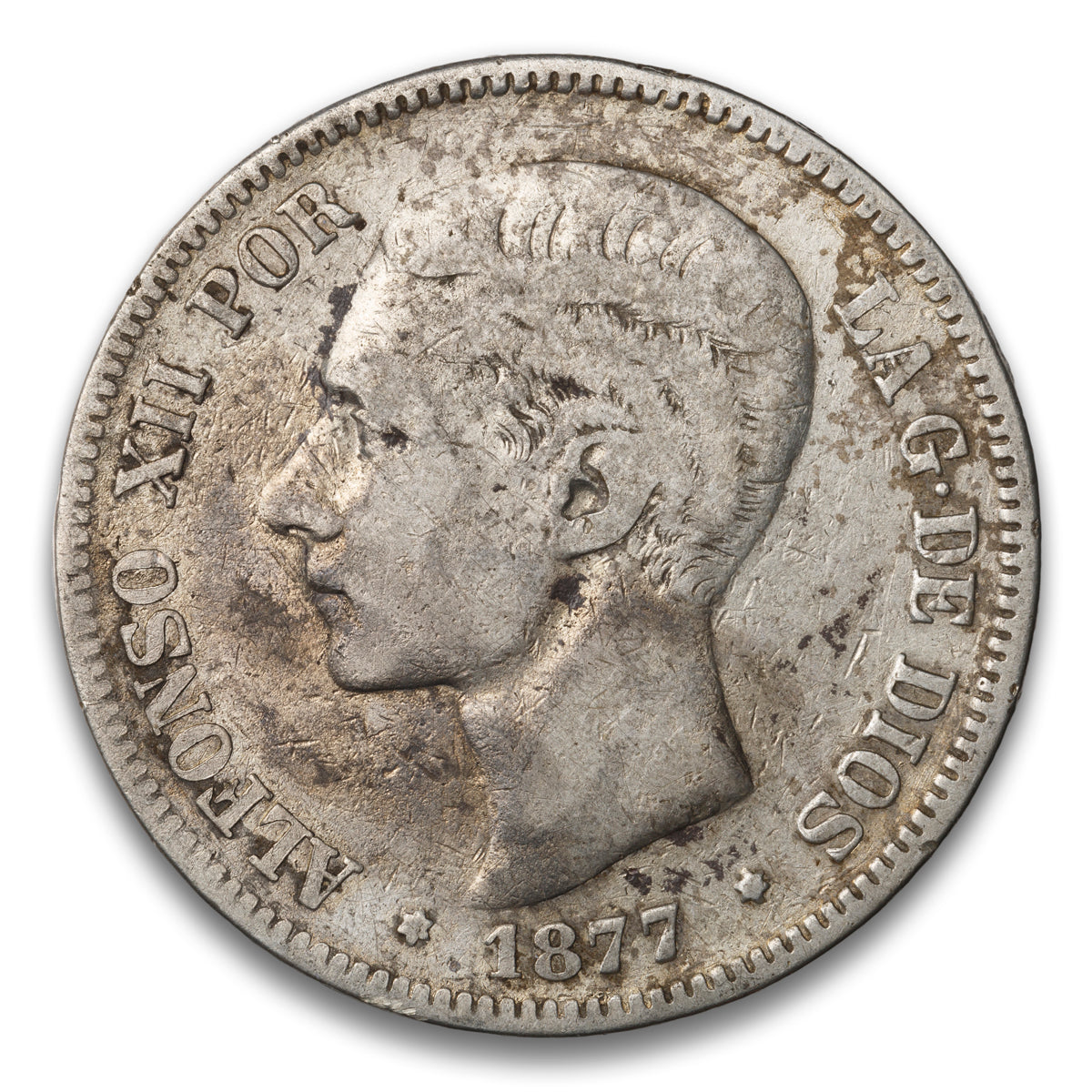 Spain Silver 5 Pesetas 1877