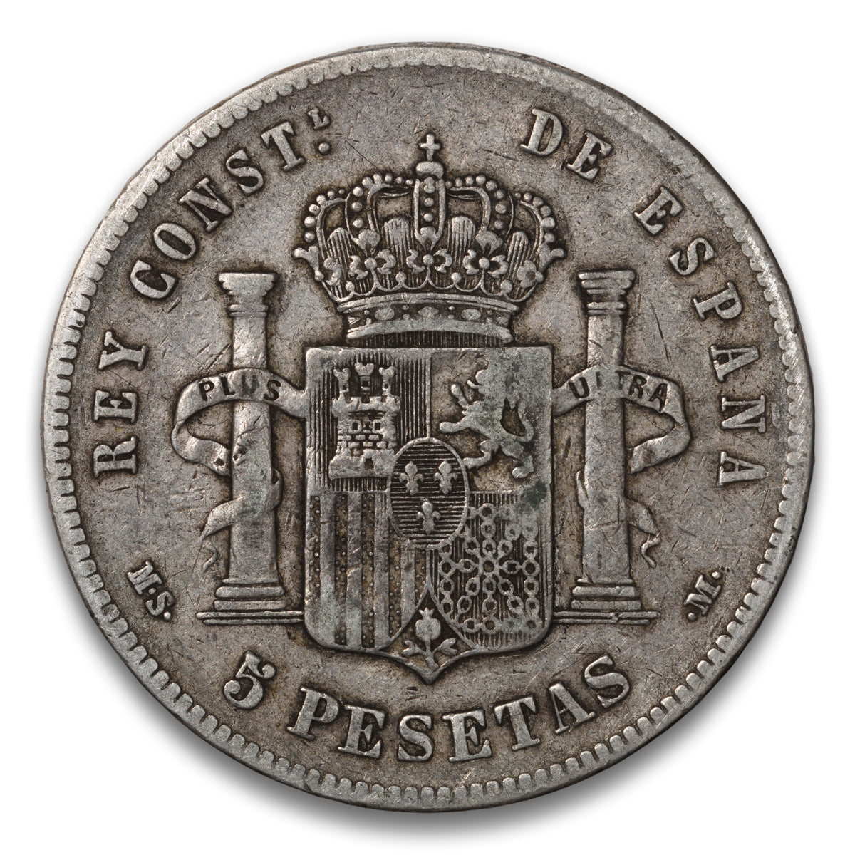 Spain Silver 5 Pesetas 1883