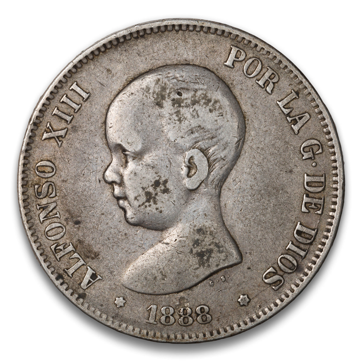 Spain Silver 5 Pesetas 1888 MP M