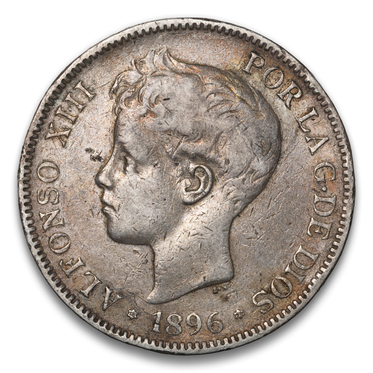 Spain Silver 5 Pesetas 1896
