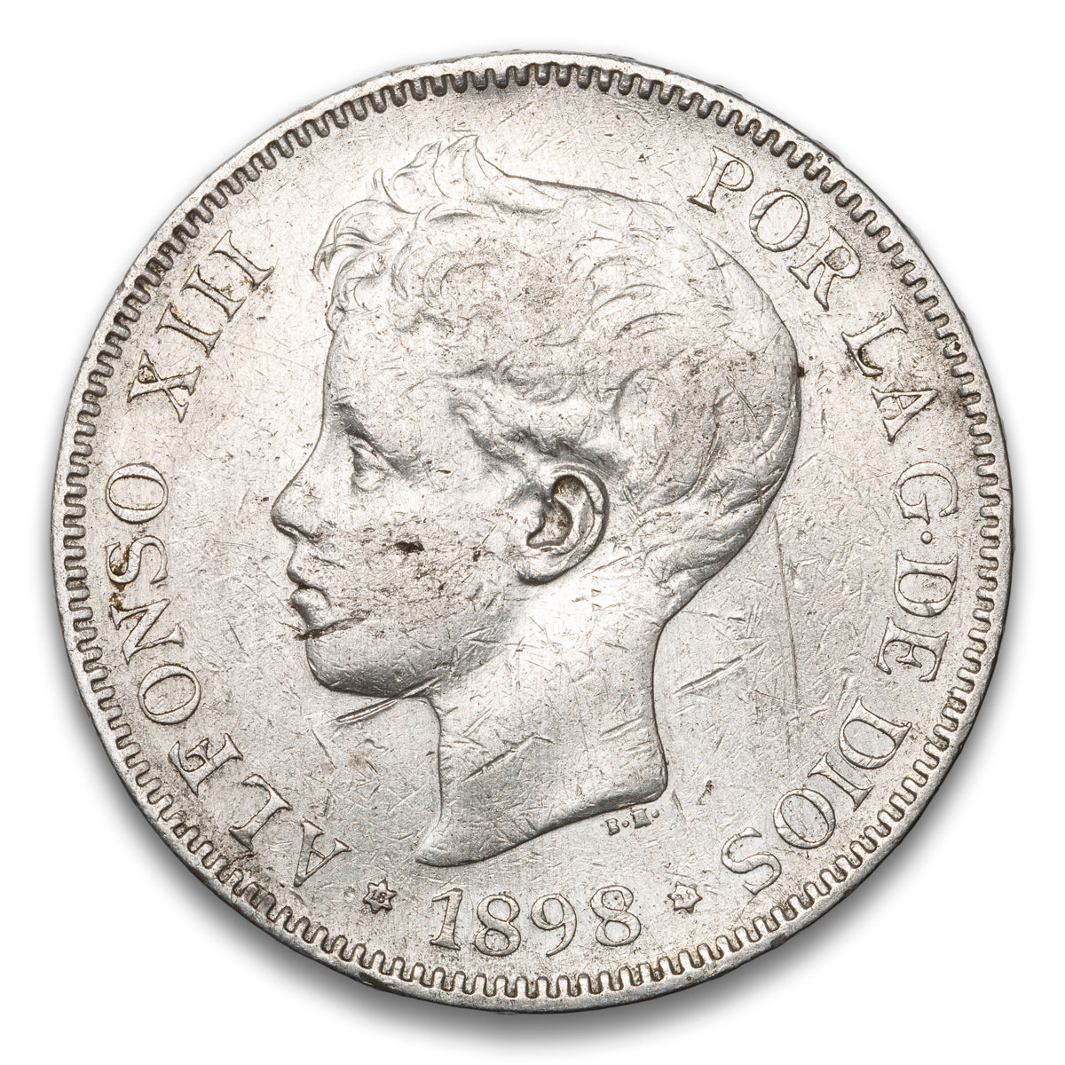 Spain Silver 5 Pesetas 1898