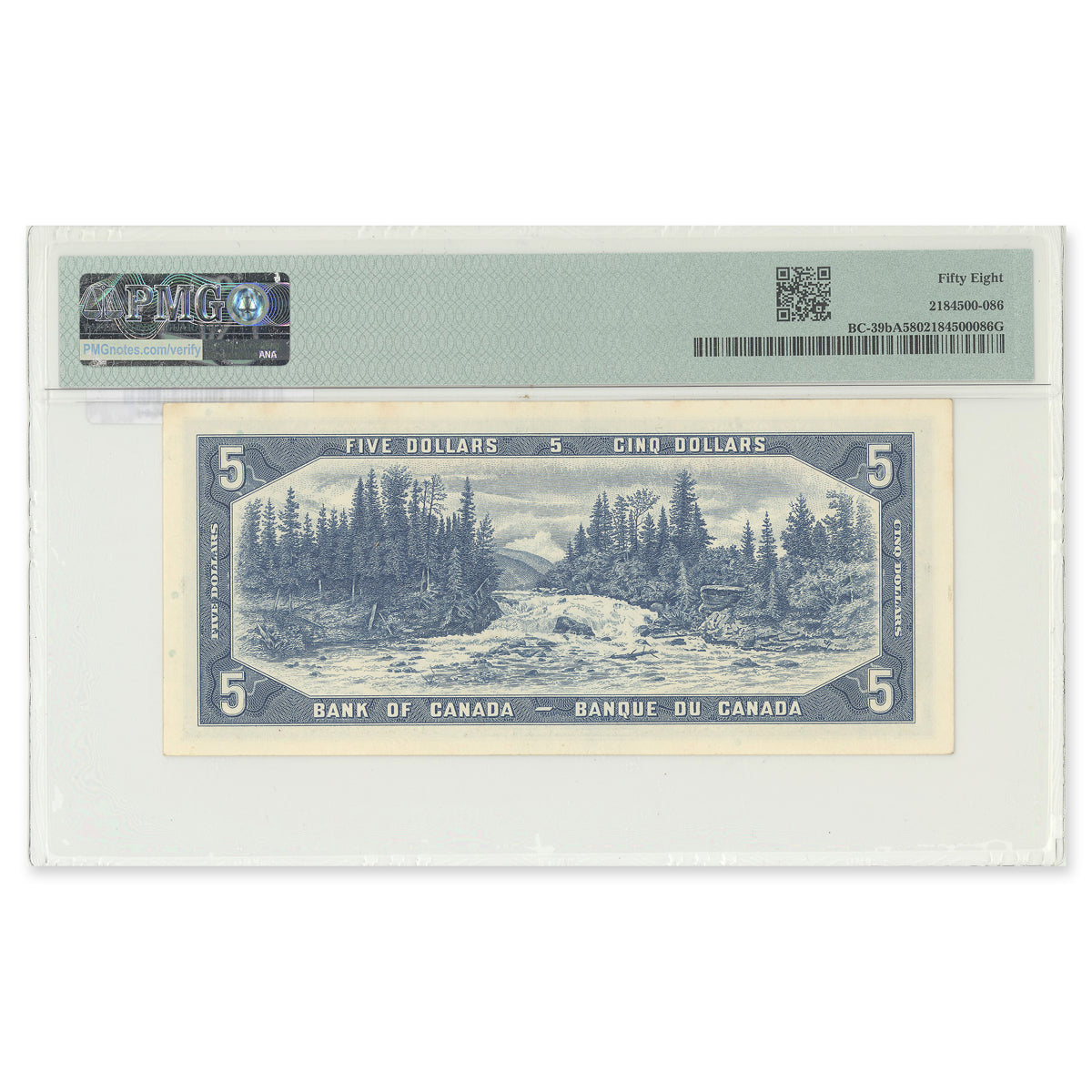 $5 1954Replacement Modified Series BC-39bA Beattie-Rasminsky Prefix *S/S PMG AU-58