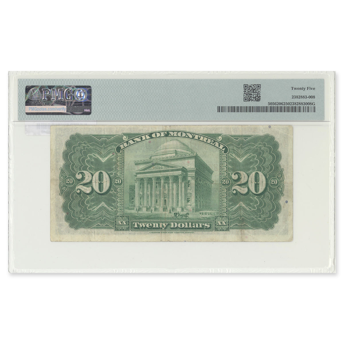 $20 1938 505-62-06 The Bank of Montreal Spinney-Gordon PMG VF-25