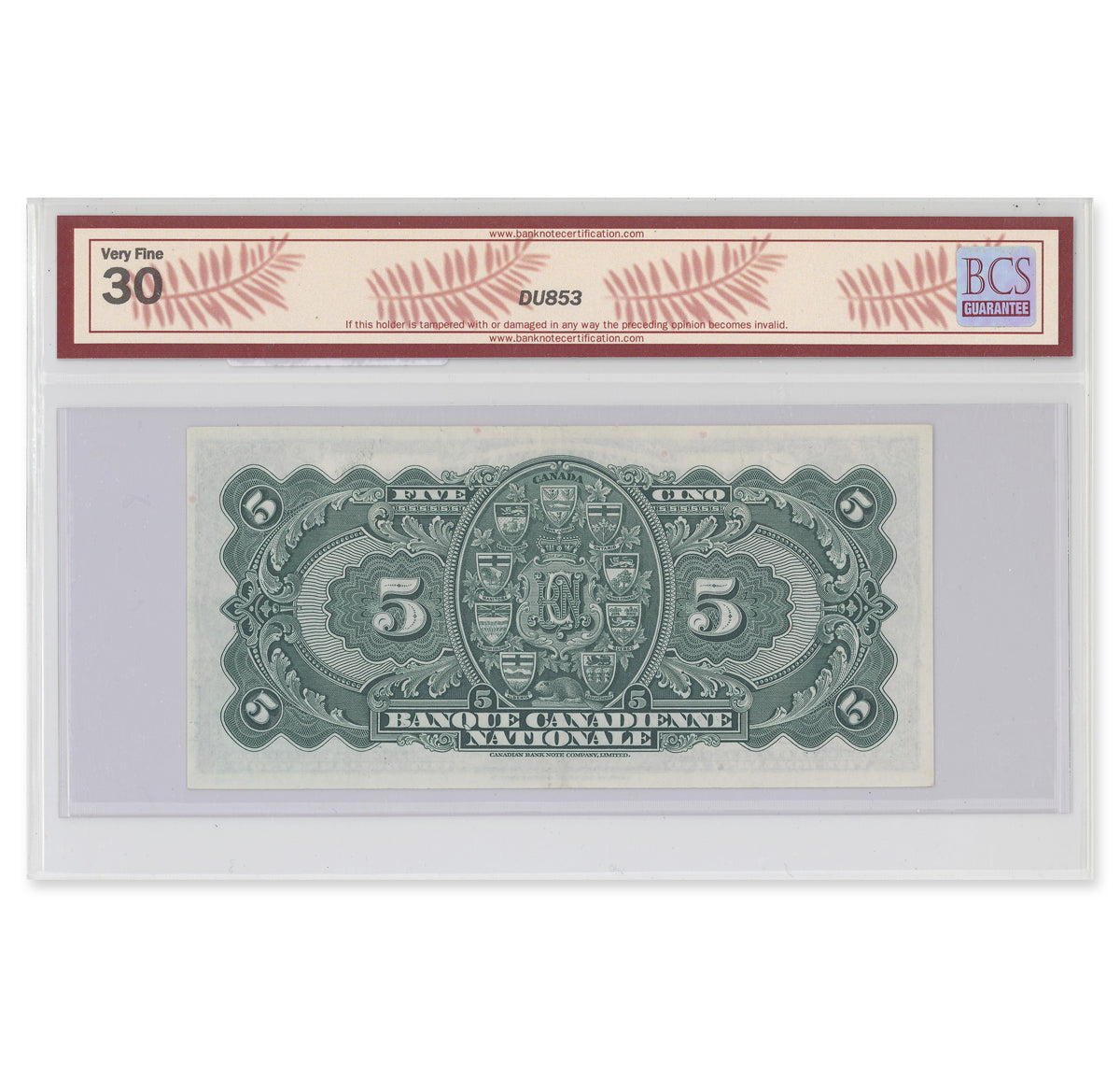 $5 1935 85-14-02 Banque Canadienne National Wilson-Leman BCS VF-30
