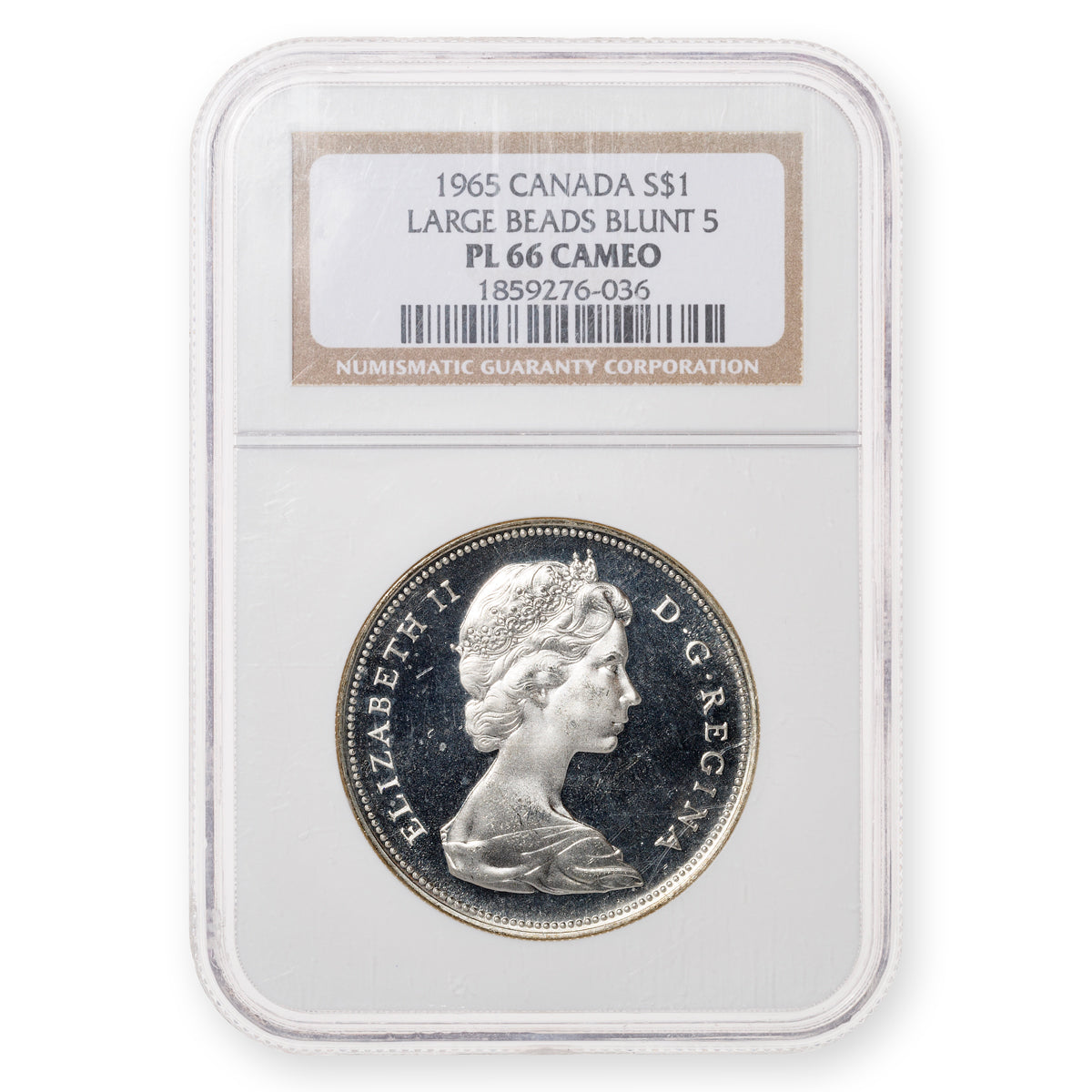 $1 1965 Large Beads Blunt 5 NGC PL-66