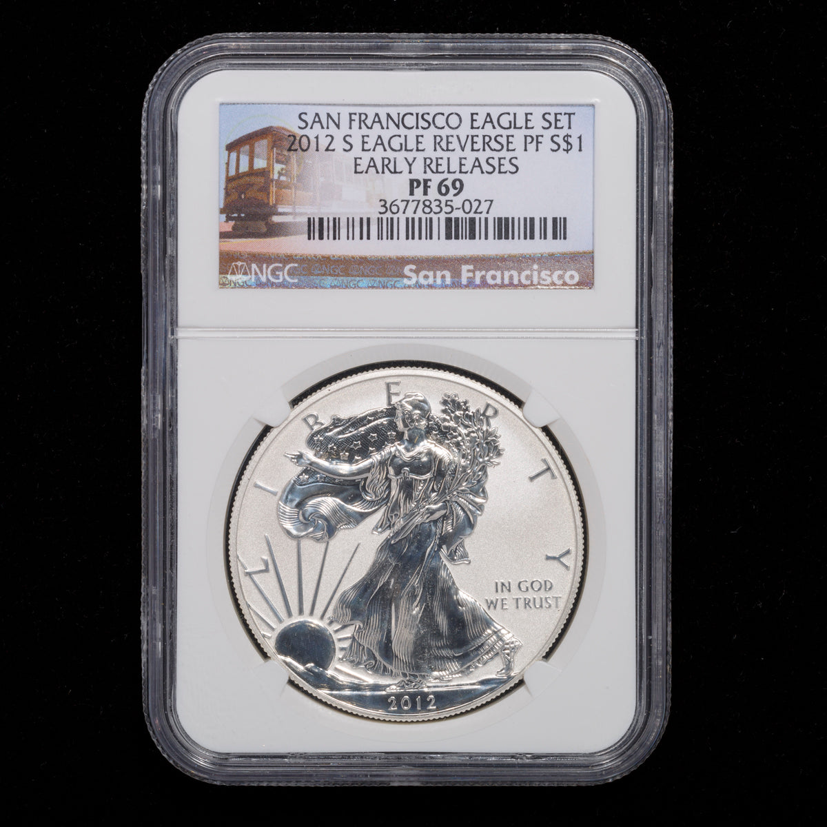 US 1oz .999 Fine Silver $1 Eagle: Set of 2 San Francisco 2012 S PR-69 Ultra Cameo, PR-69 Reverse Proof