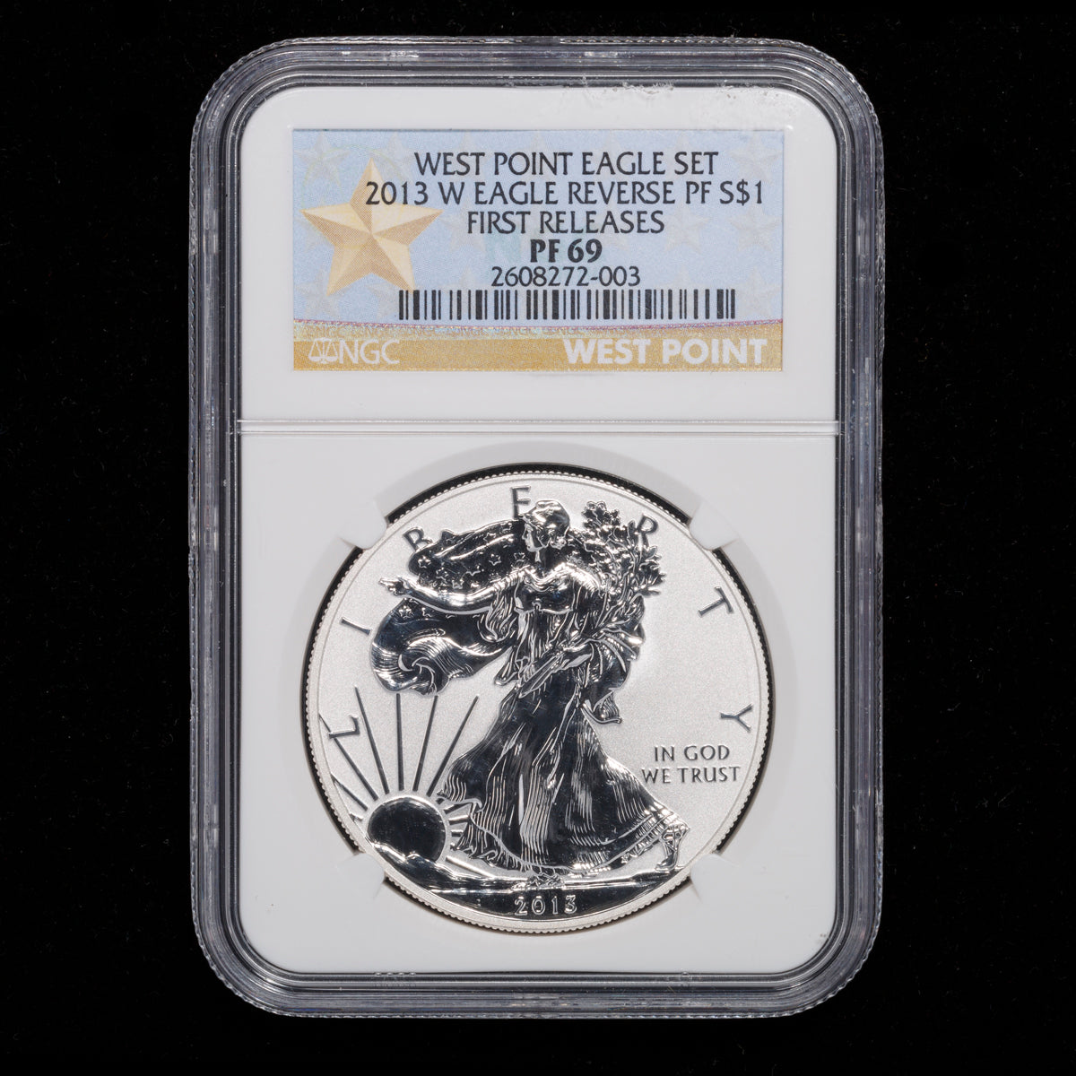 US 1oz .999 Fine Silver $1 Eagle: West Point 75th Anniversary Reverse Proof 2013 W PR-69