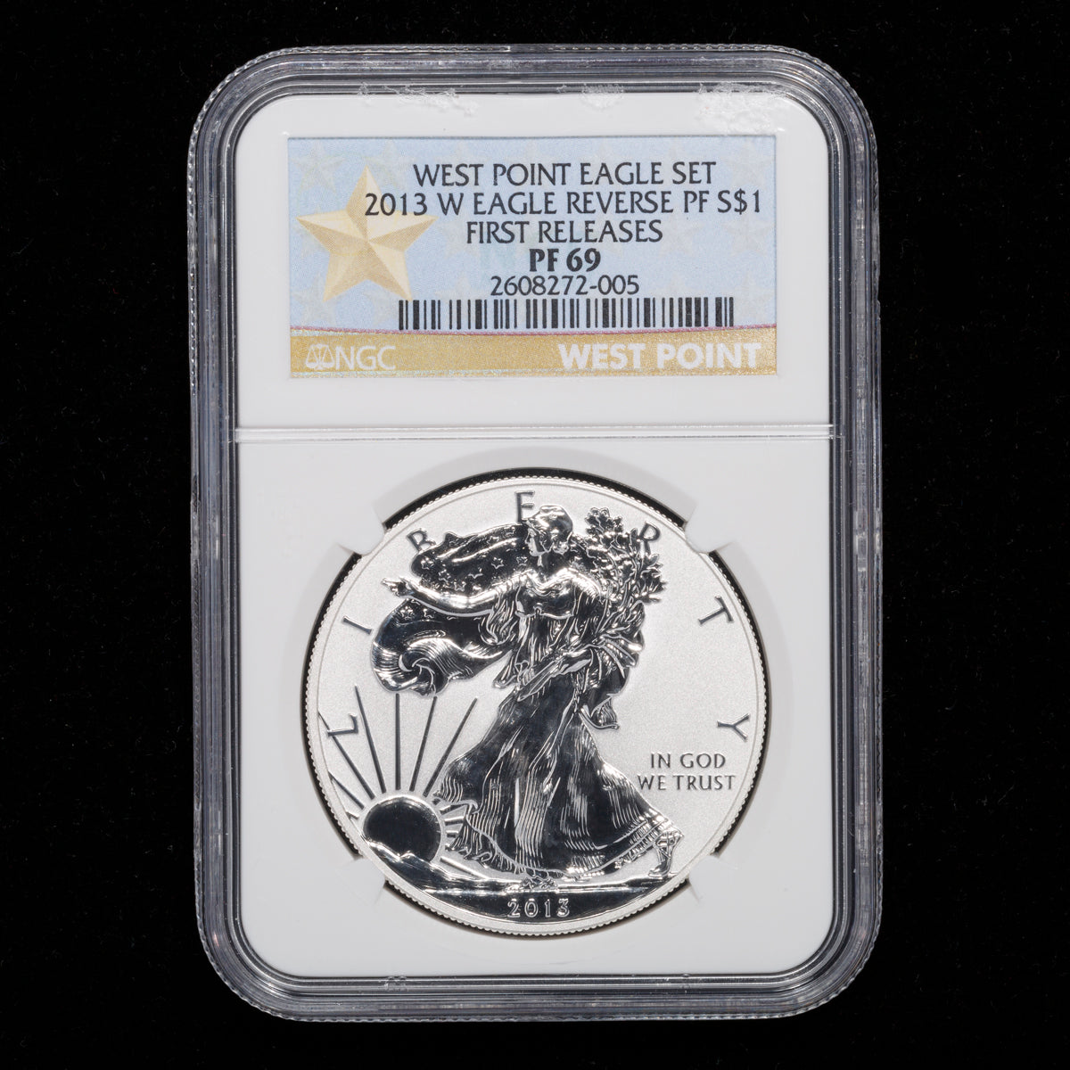US 1oz .999 Fine Silver $1 Eagle: West Point 75th Anniversary Reverse Proof 2013 W PR-69