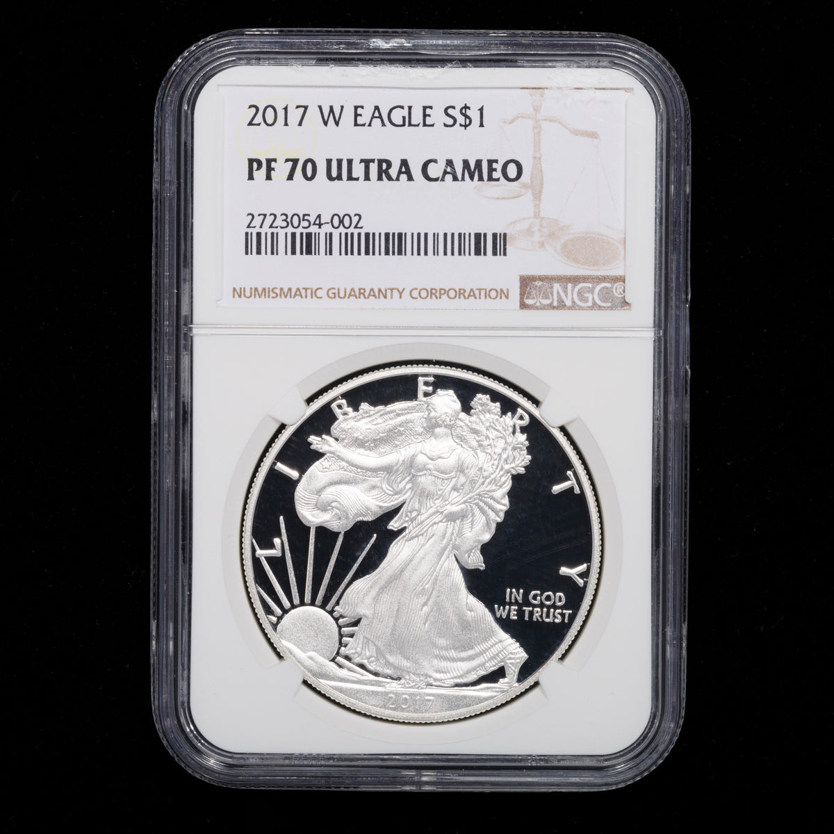 US 1oz .999 Fine Silver $1 Eagle: 2017 W PR-70 Ultra Cameo