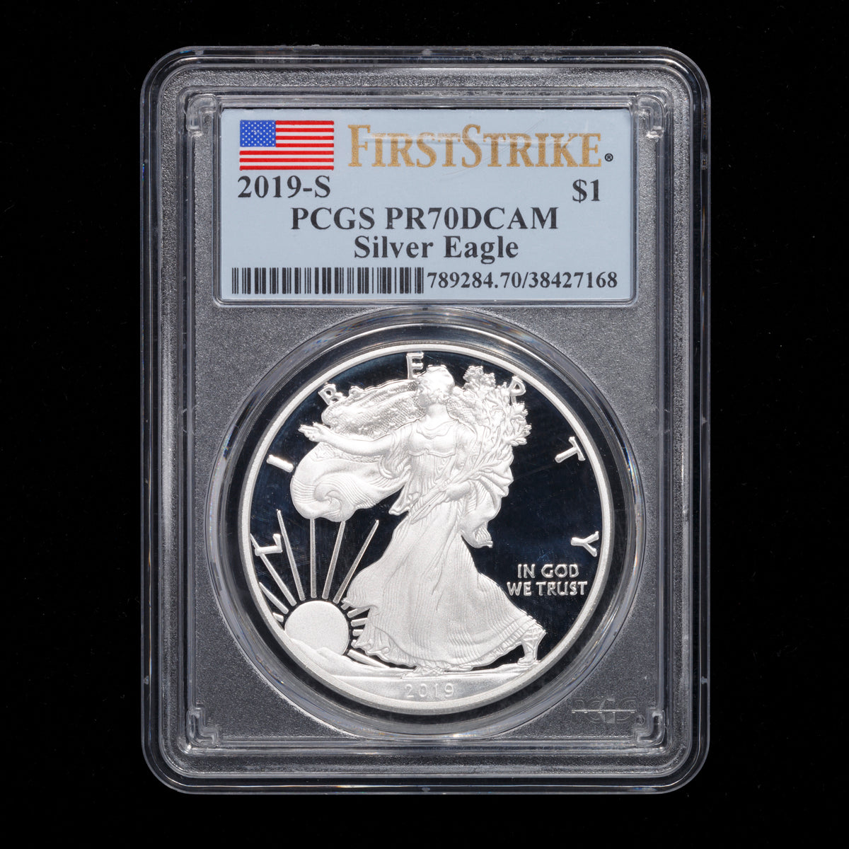 US 1oz .999 Fine Silver $1 Eagle: 2019 S PR-70 DCAM