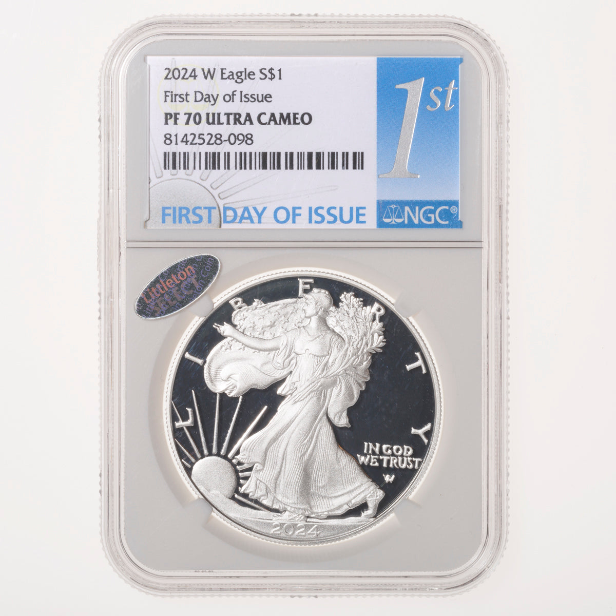 US 1oz .999 Fine Silver $1 Eagle: 2024 W PR-70 Ultra Cameo