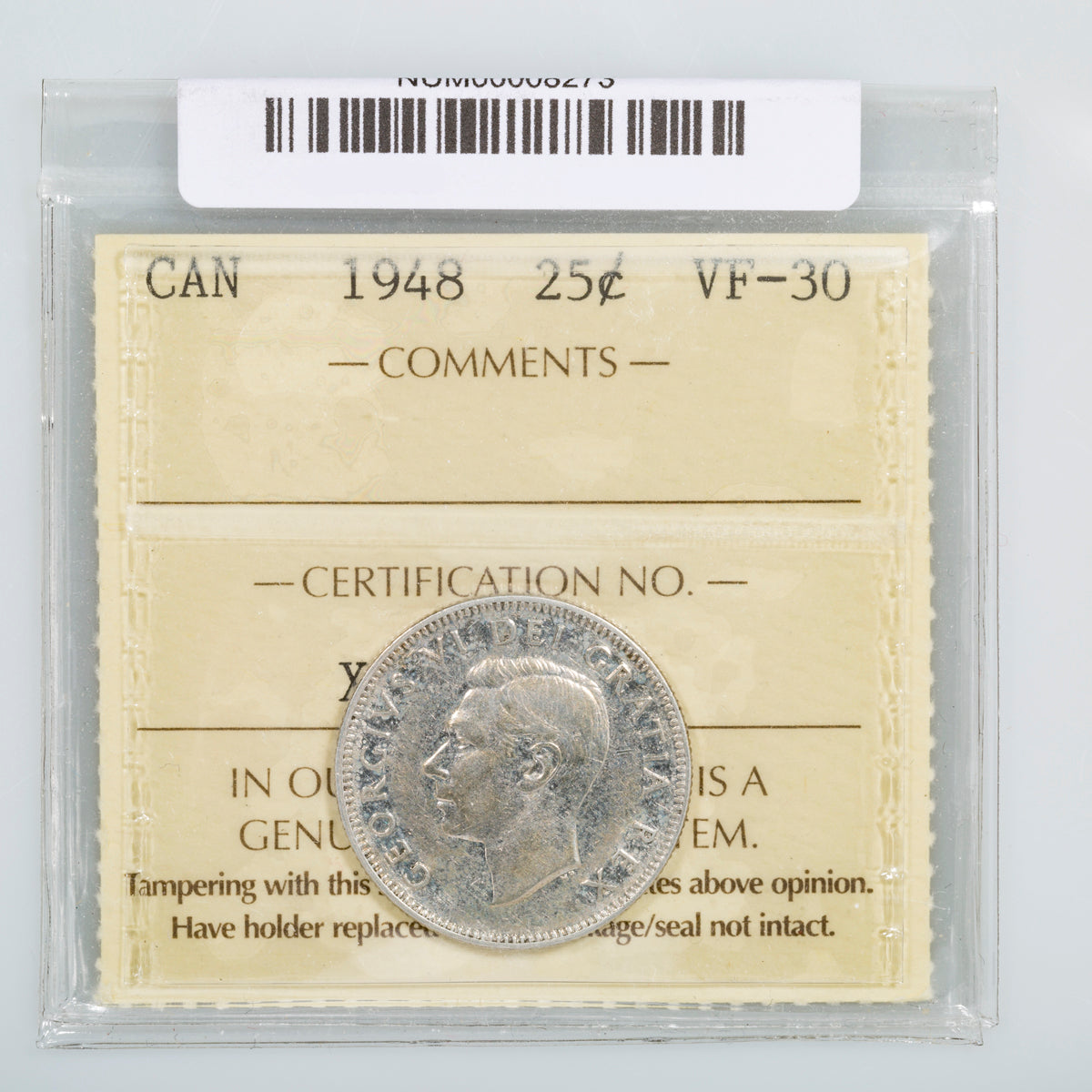 25 Cent 1948 ICCS VF-30
