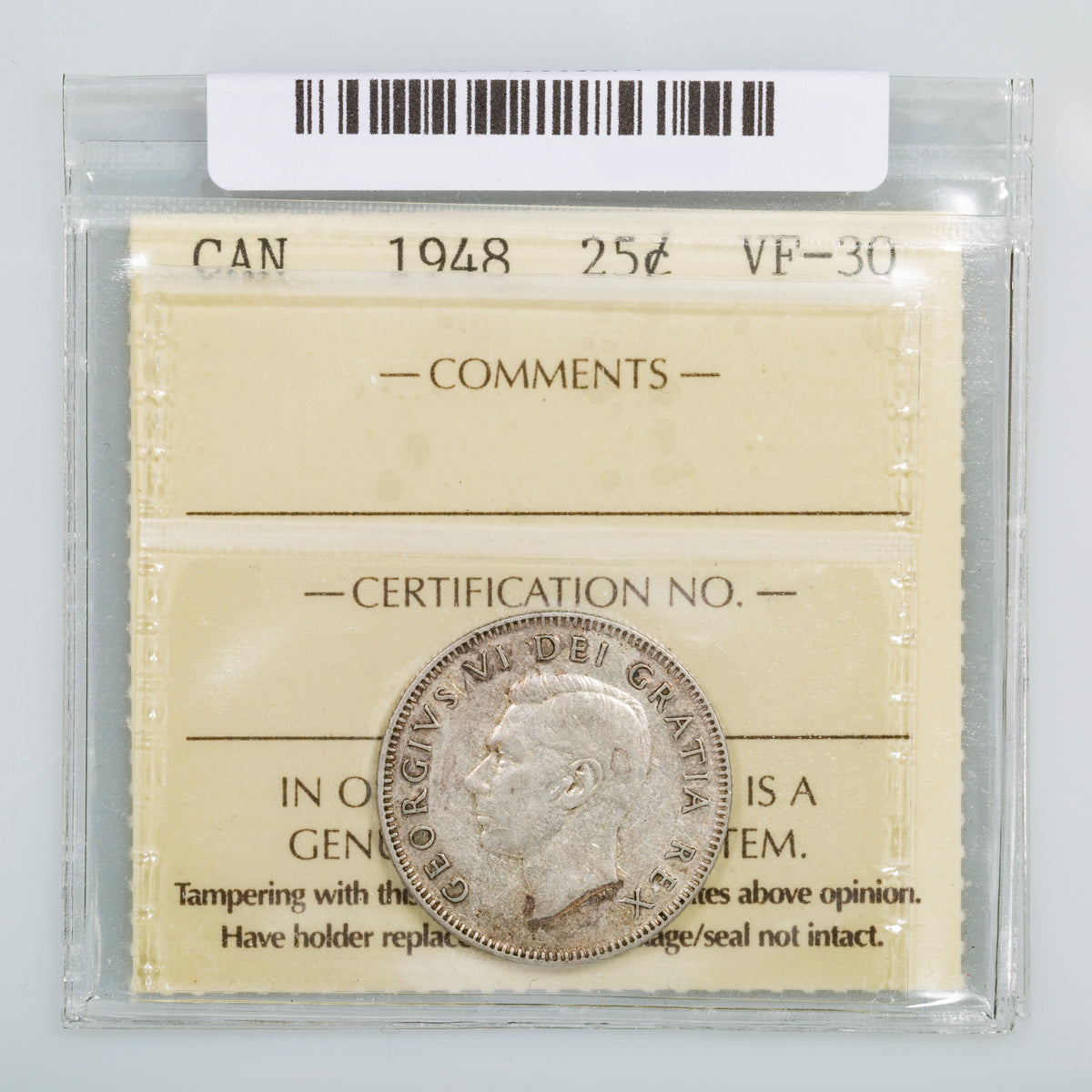 25 Cent 1948 ICCS VF-30